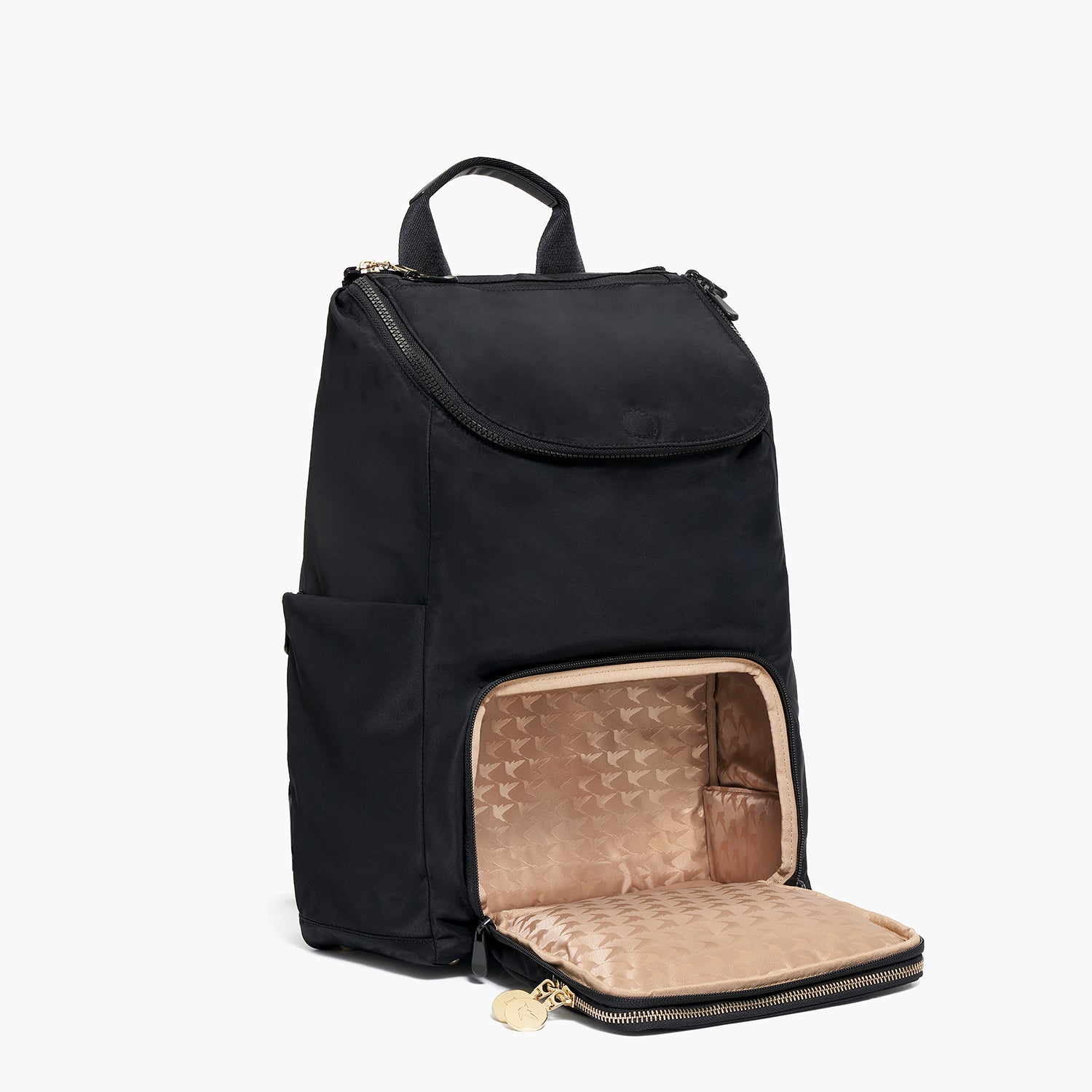 melrose rucksack recycled nylon black gold camel 1