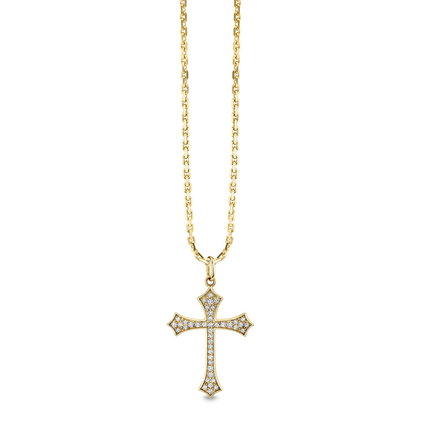 mens collection gold diamond gothic cross necklace 1