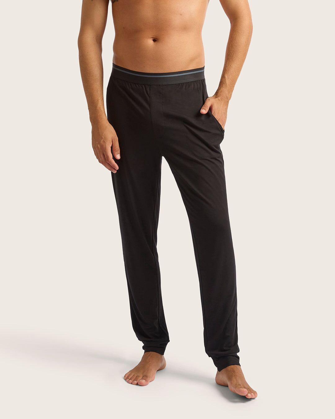 mens cuffed sleep pants black 1