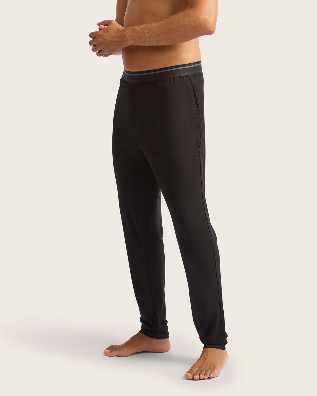 mens cuffed sleep pants black 3