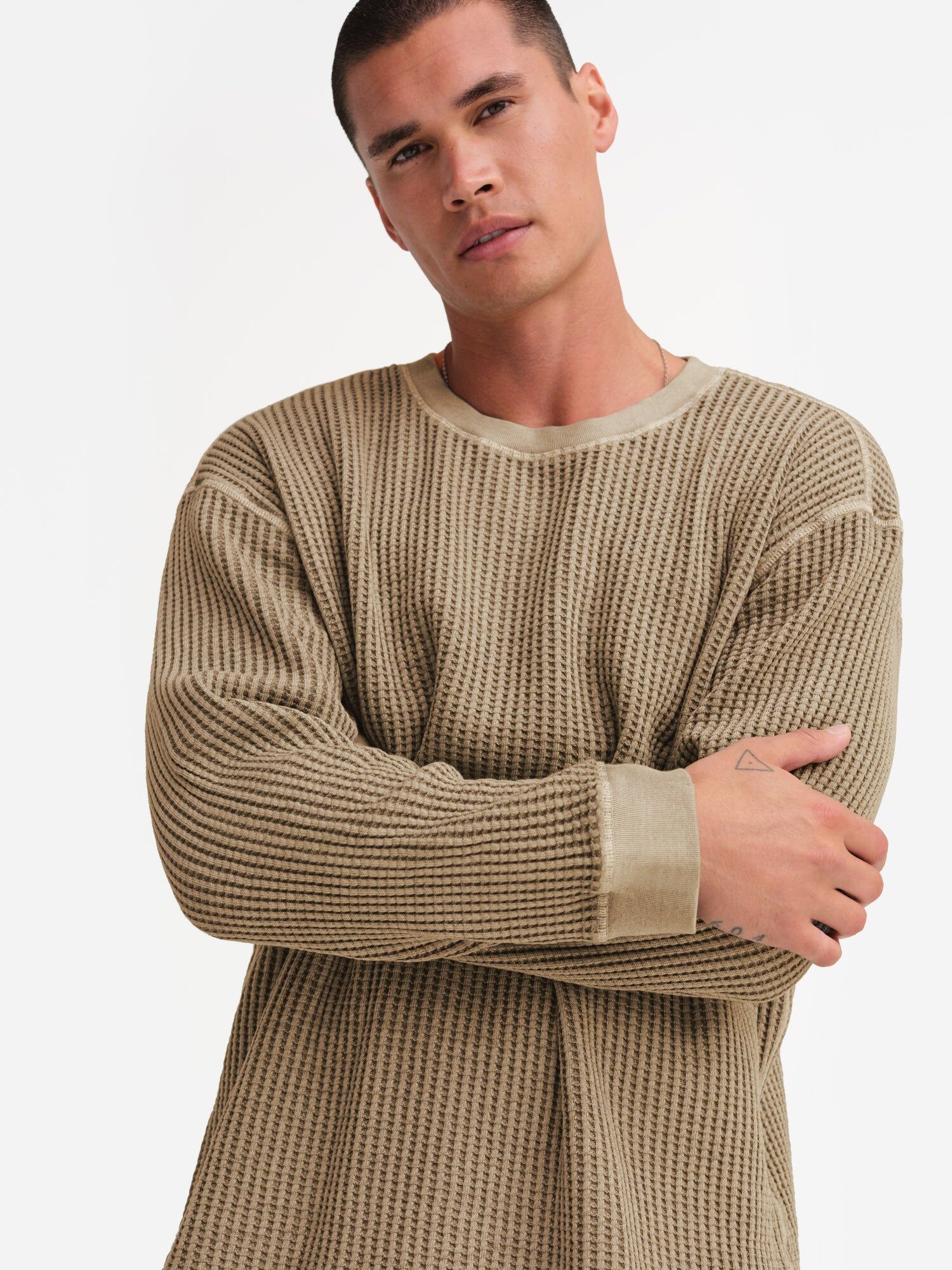 mens organic waffle crew 2