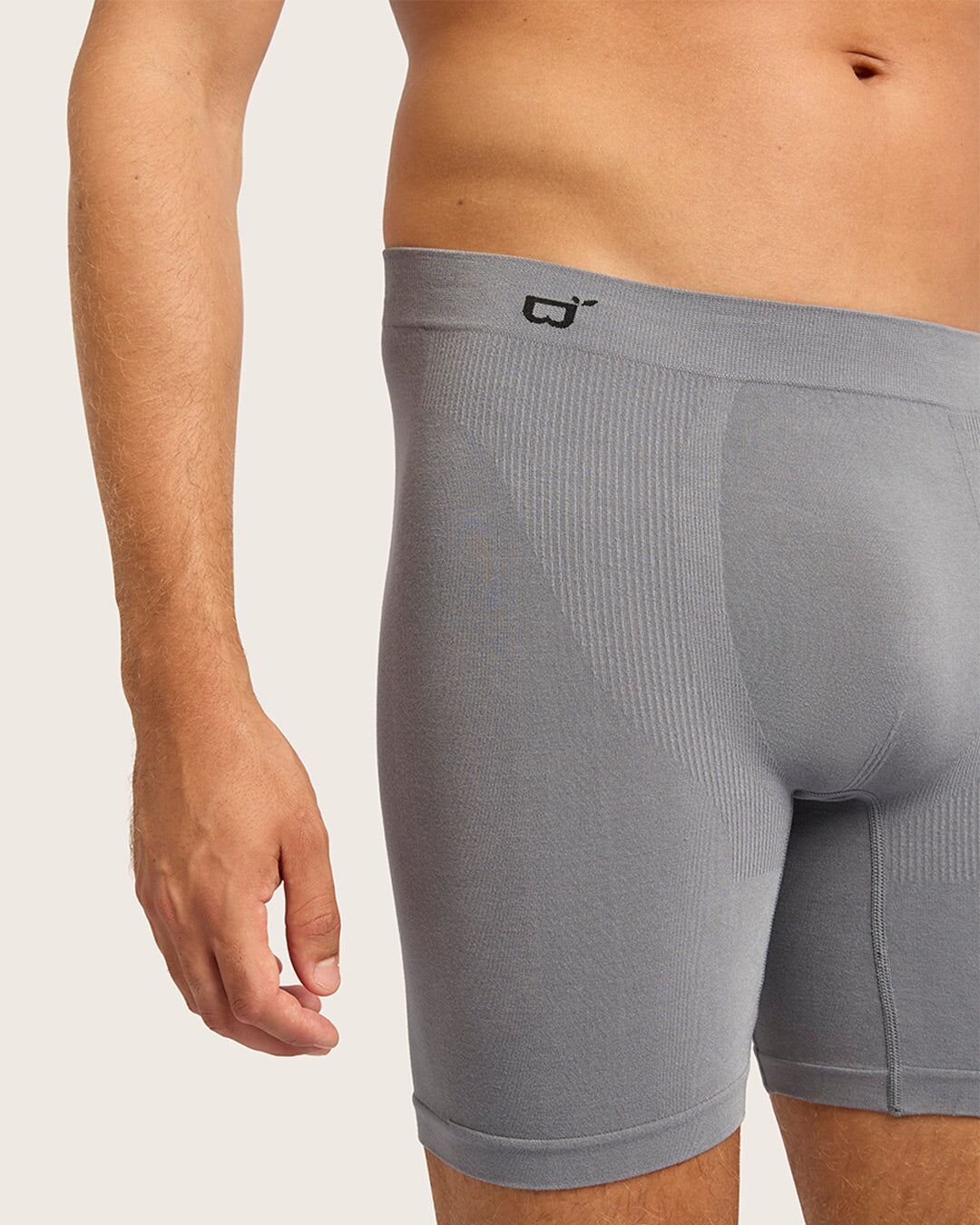 mens seamfree mid length boxer briefs charcoal 3