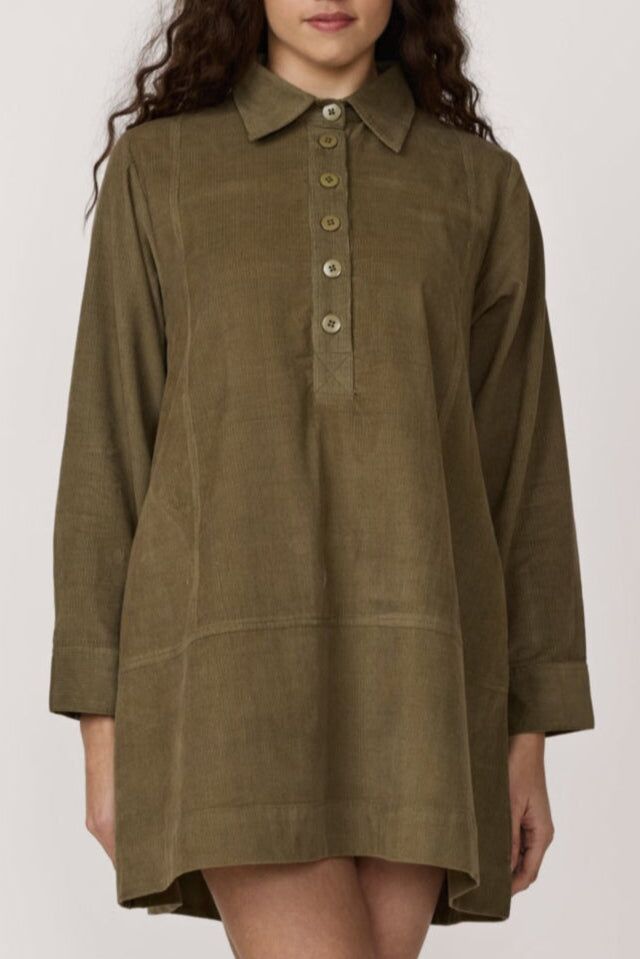 mini popover dress olive corduroy 2