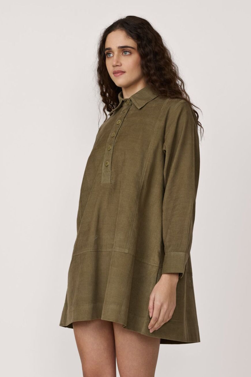 mini popover dress olive corduroy 3