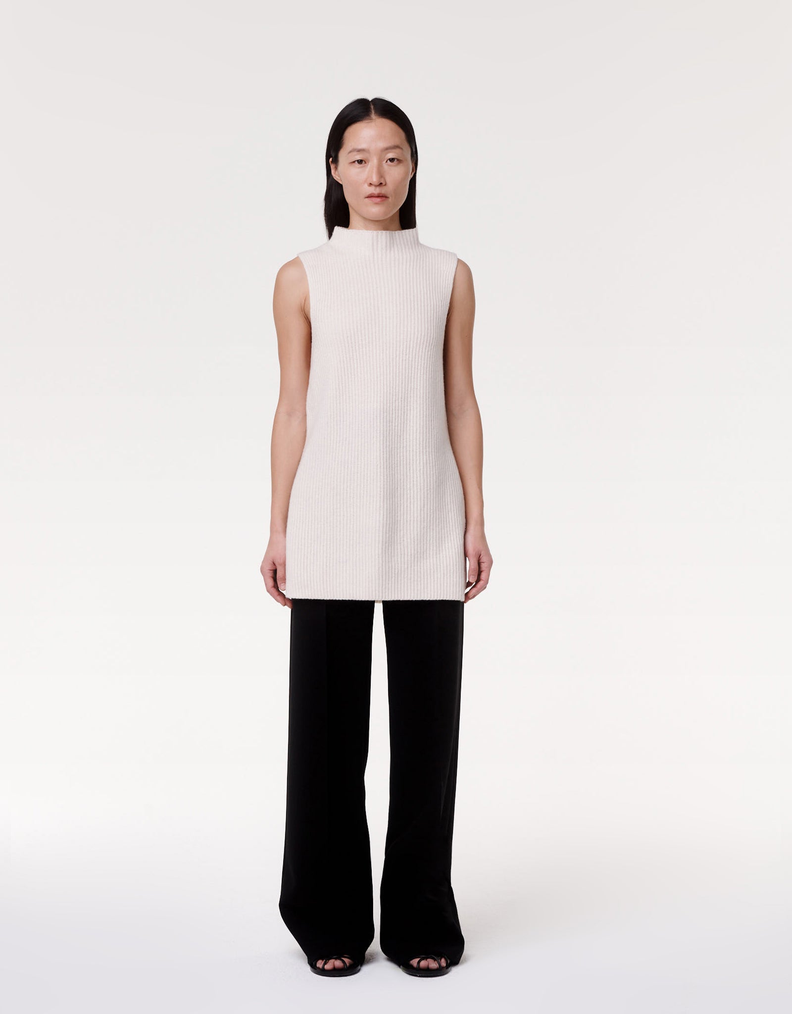 mock neck sleeveless sweater off white 2