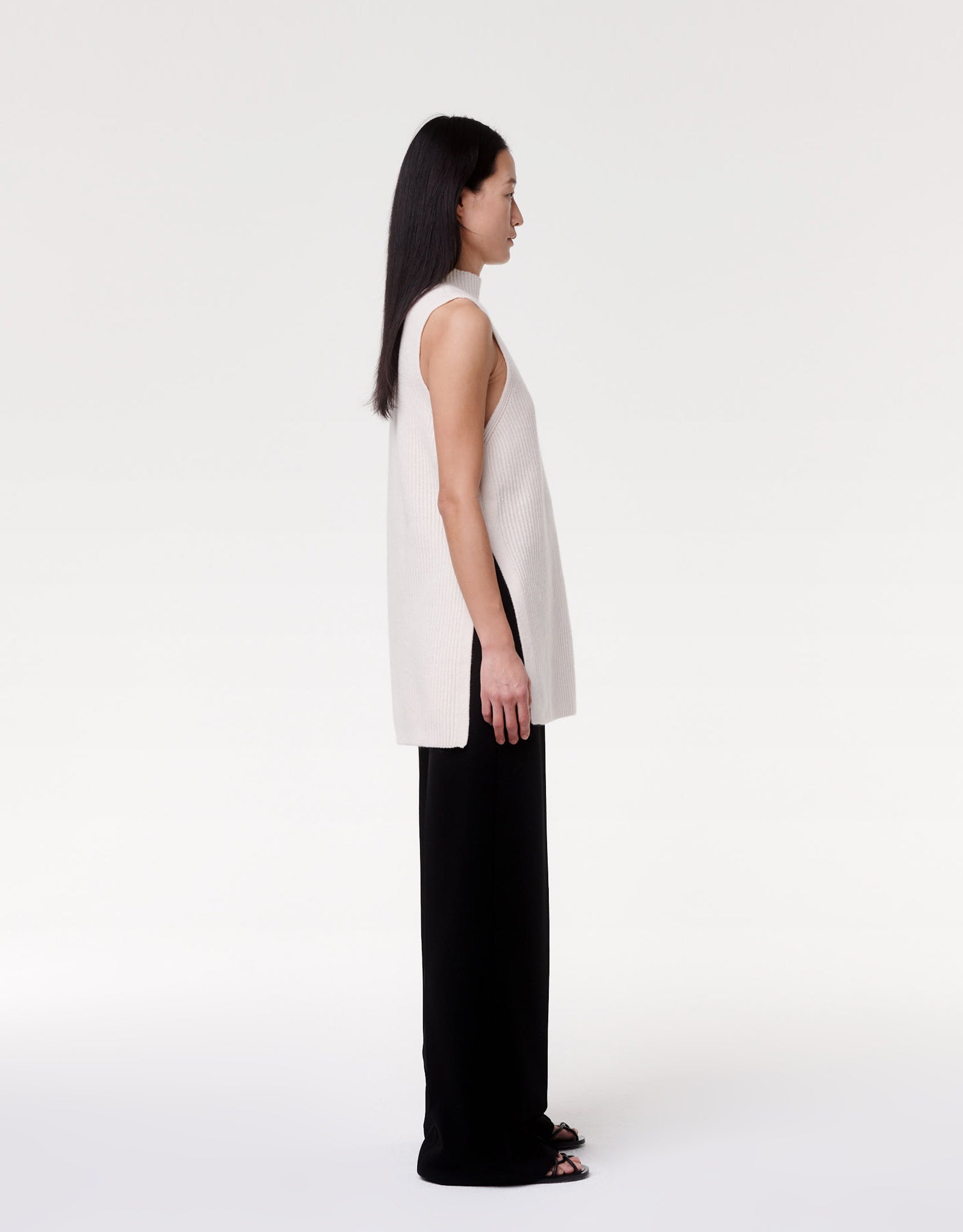 mock neck sleeveless sweater off white 3