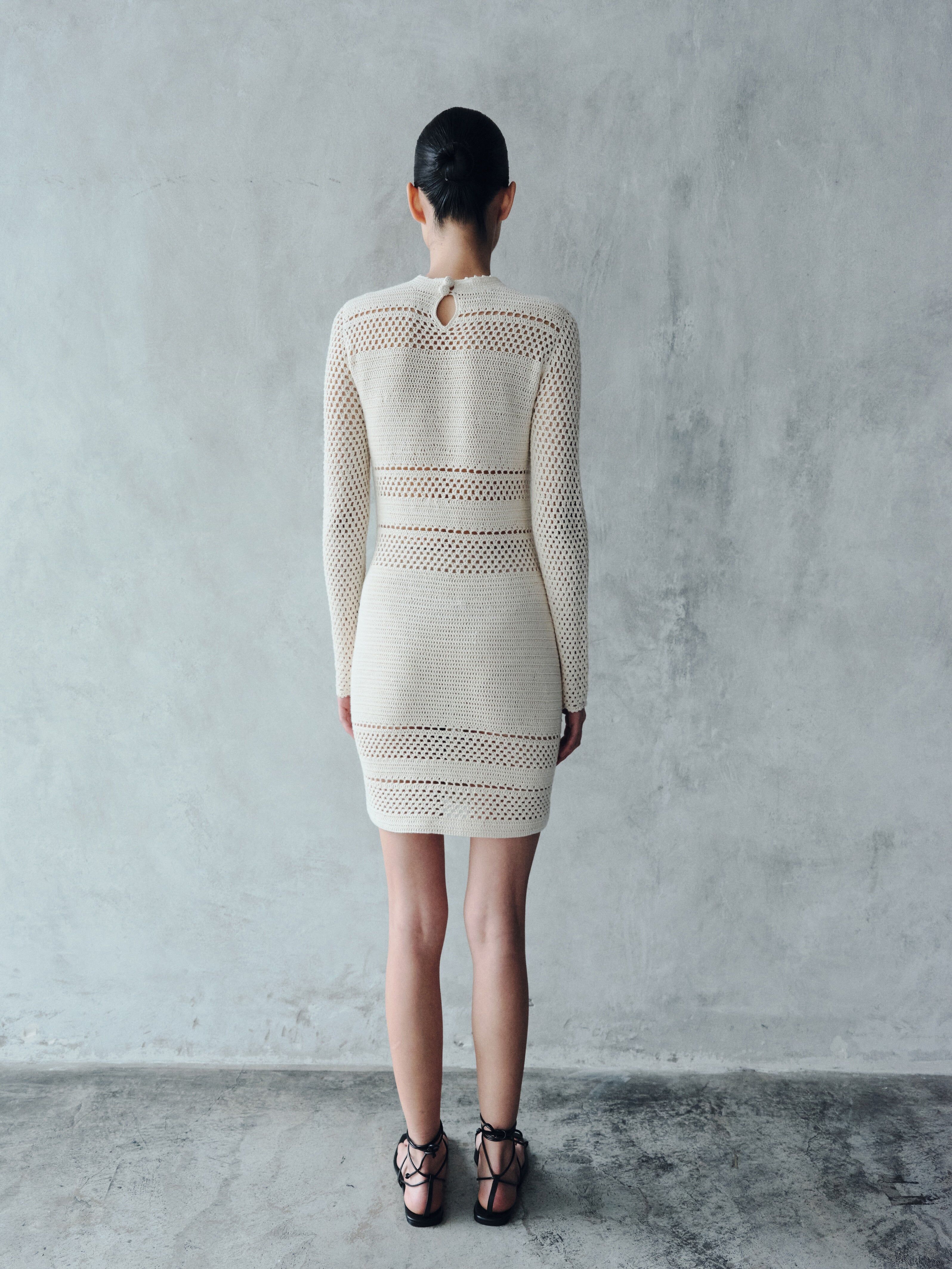 nauta crochet mini dress ivory 3