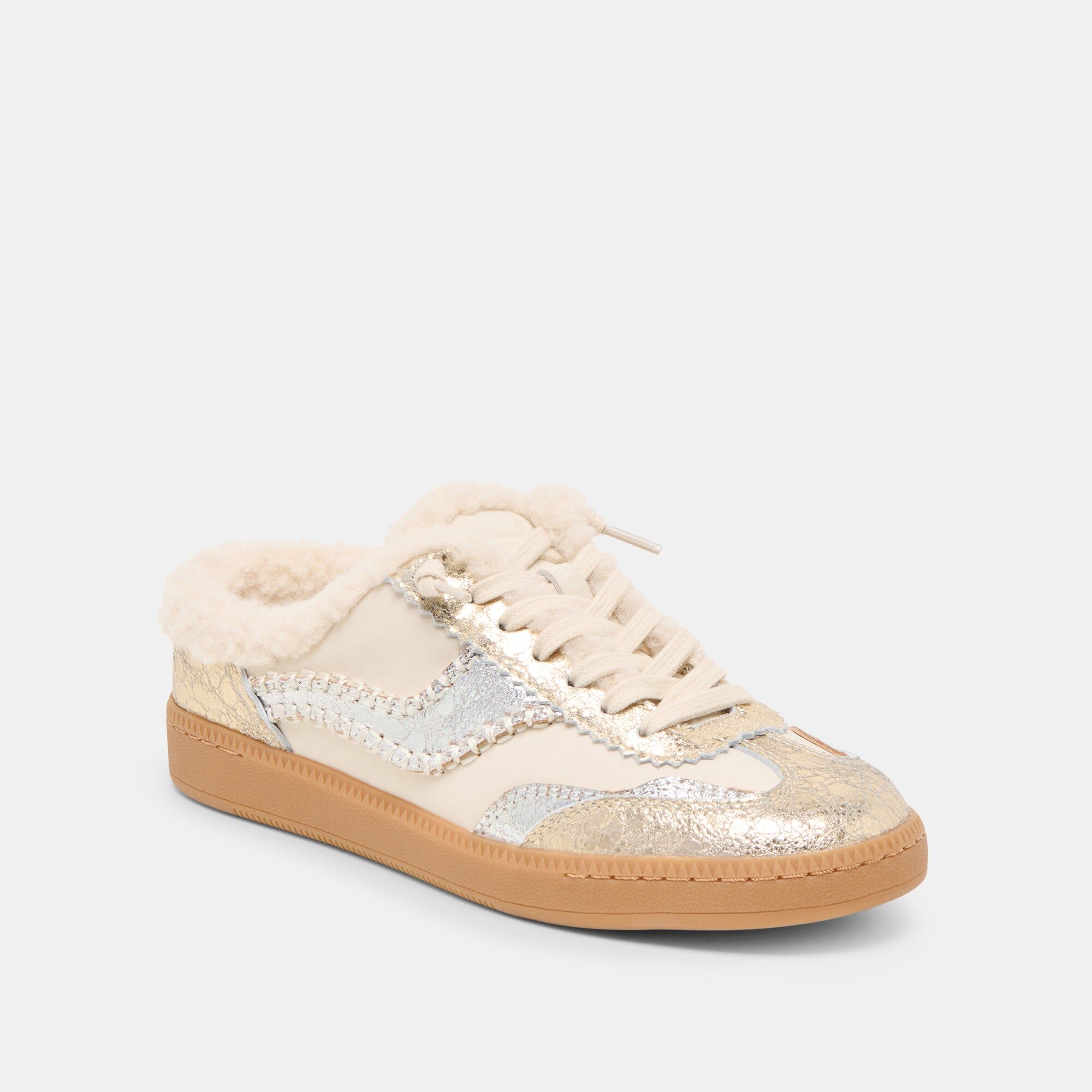 notice slide plush silver gold crackled leather 2