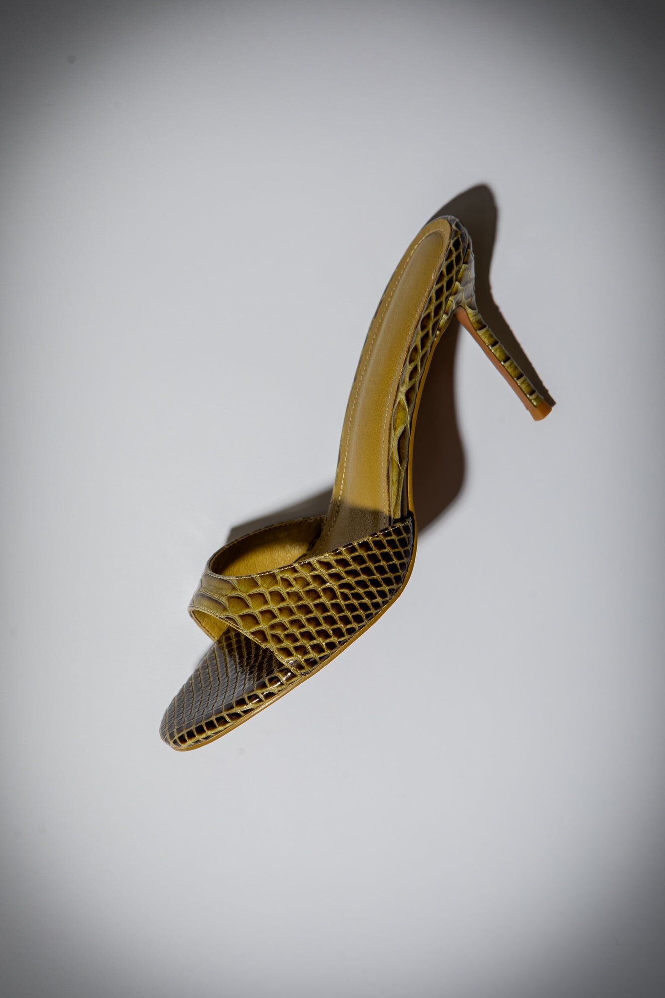 nour olive snake mules 2