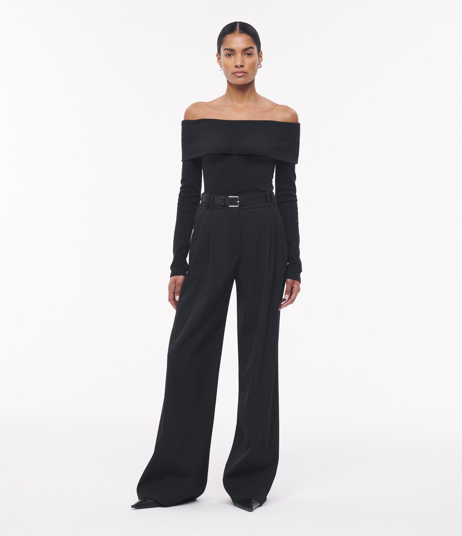off the shoulder jersey top black 1