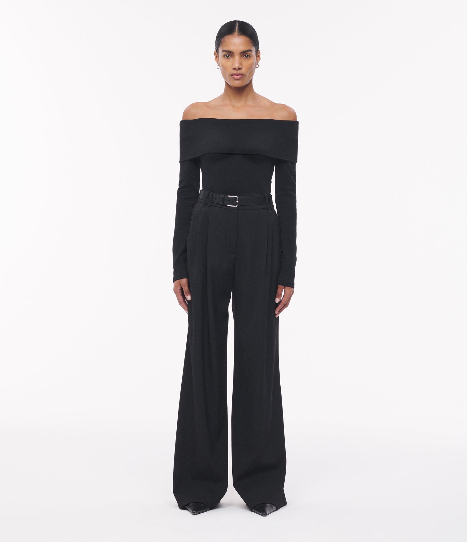 off the shoulder jersey top black 2