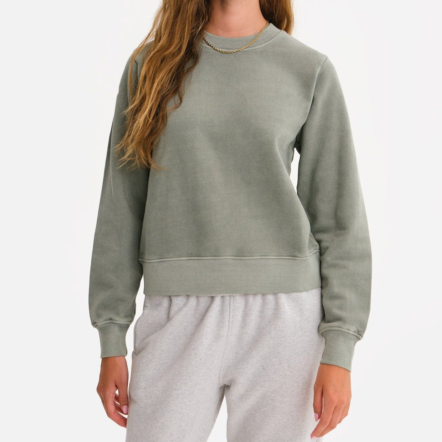 organic fleece shrunken crew neck sweatshirt 1