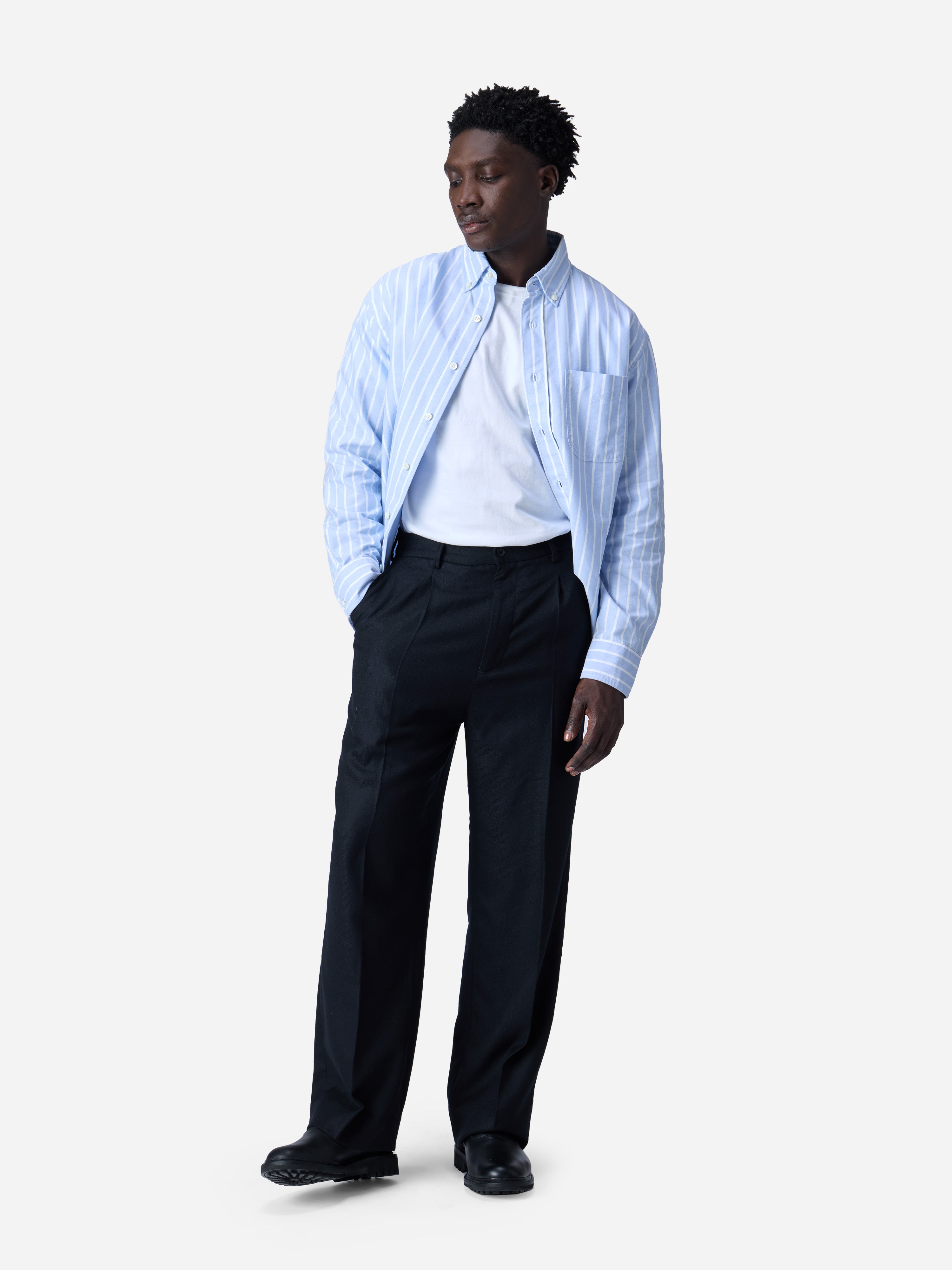 pleated trouser black wool 2