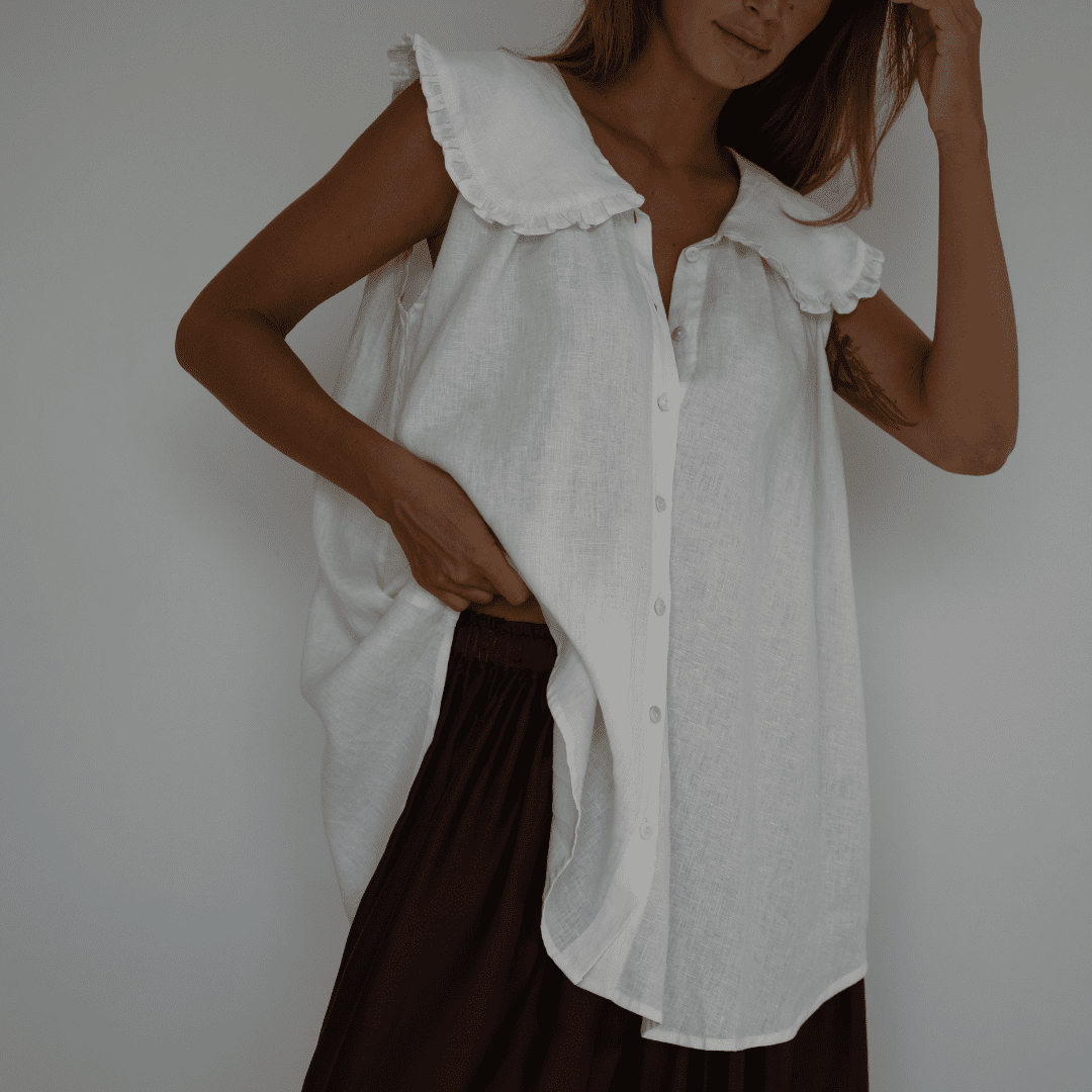 pre order anne white linen blouse 1