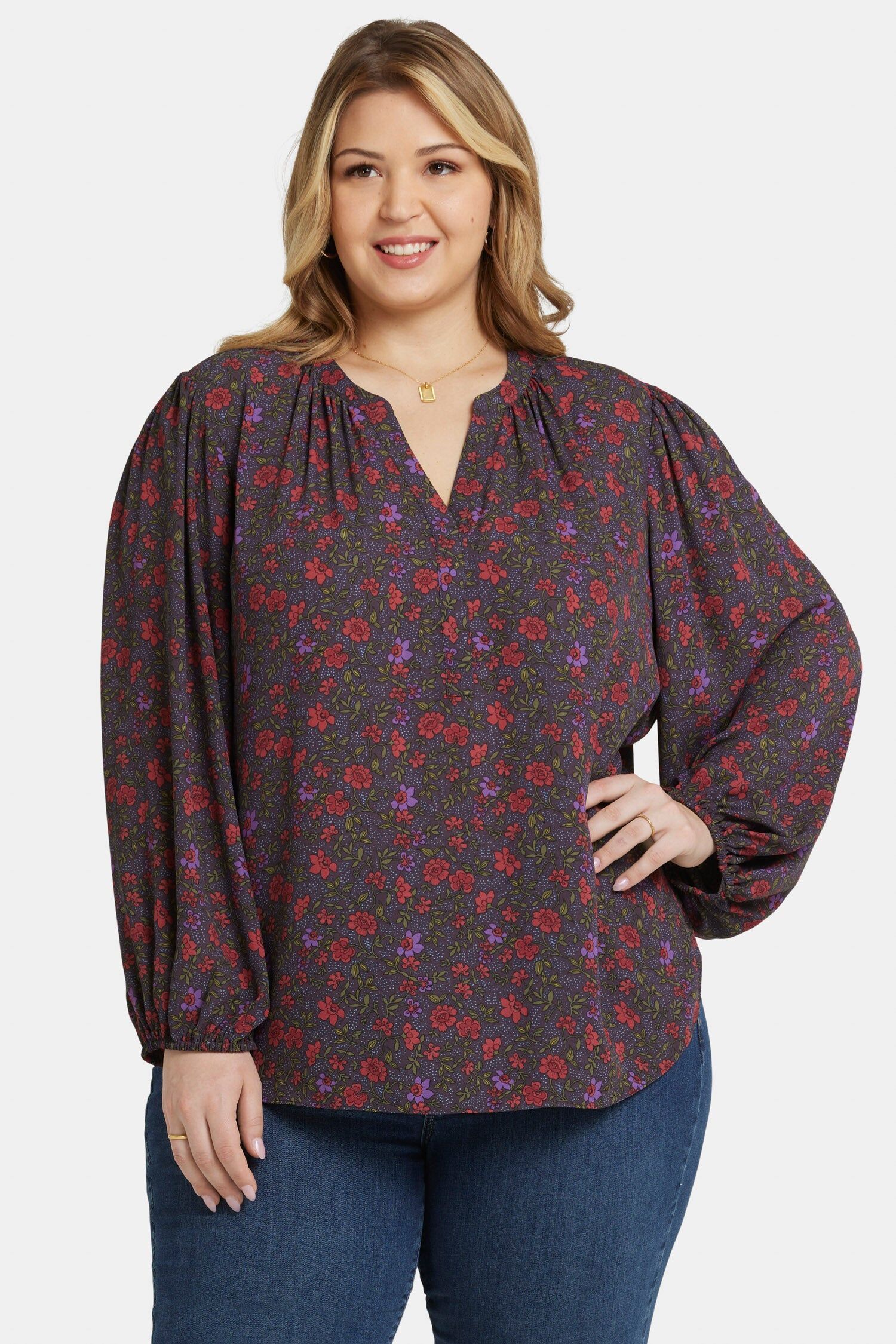 puff sleeve popover top in plus size matilde meadow 1