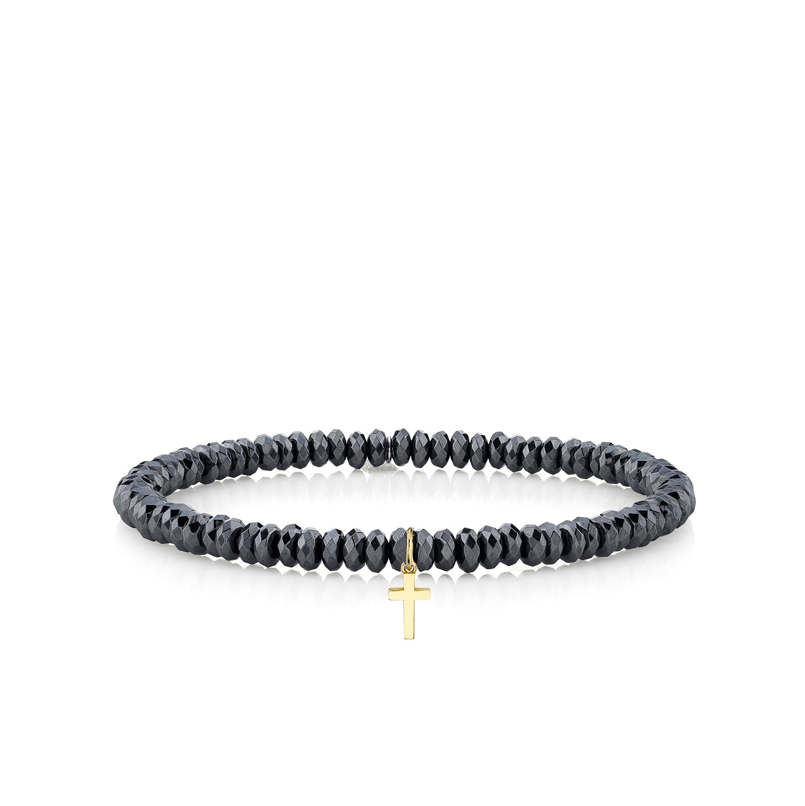 pure gold tiny cross on hematite 1