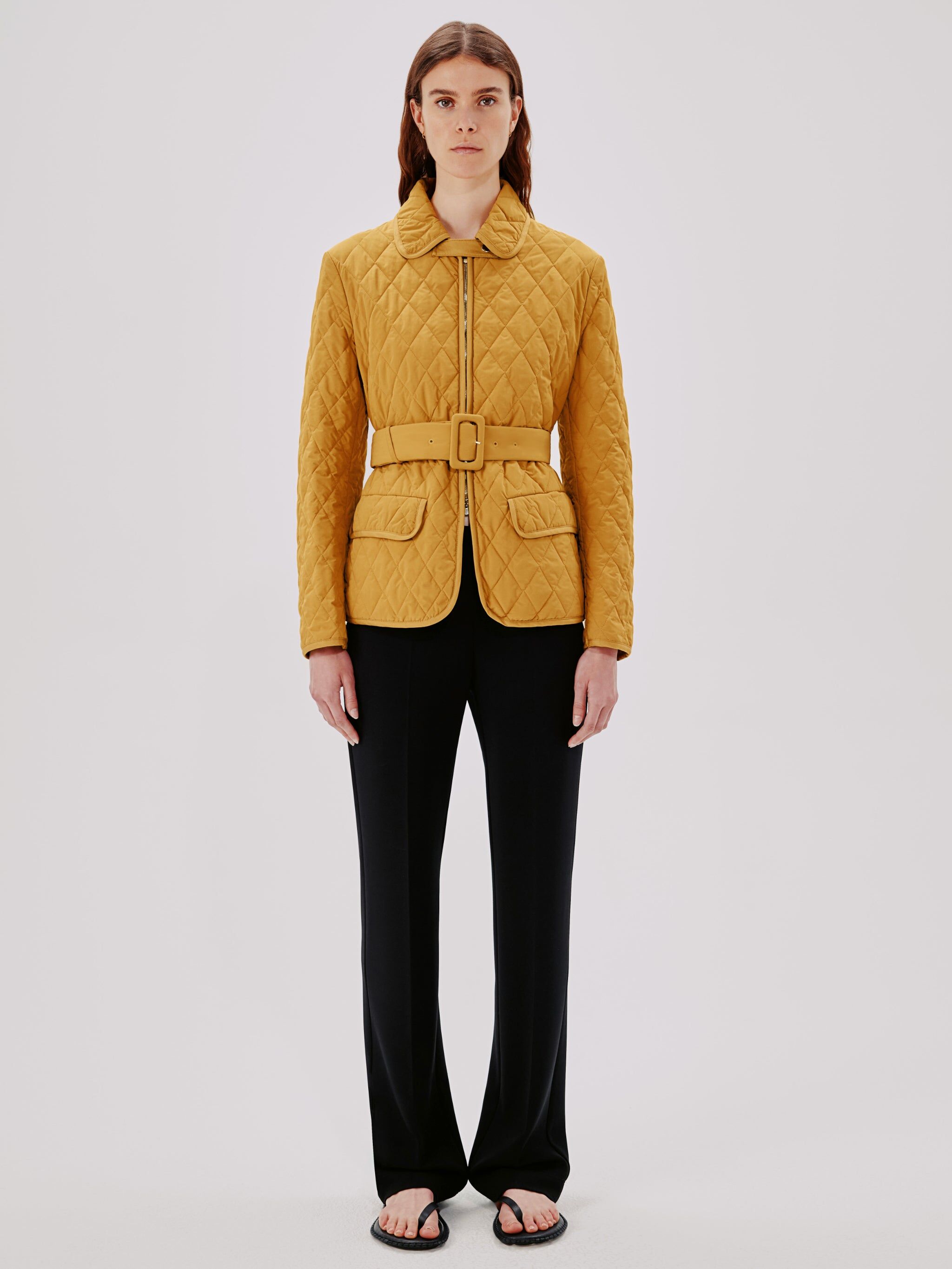 quilted belted jacket goldenrod 1
