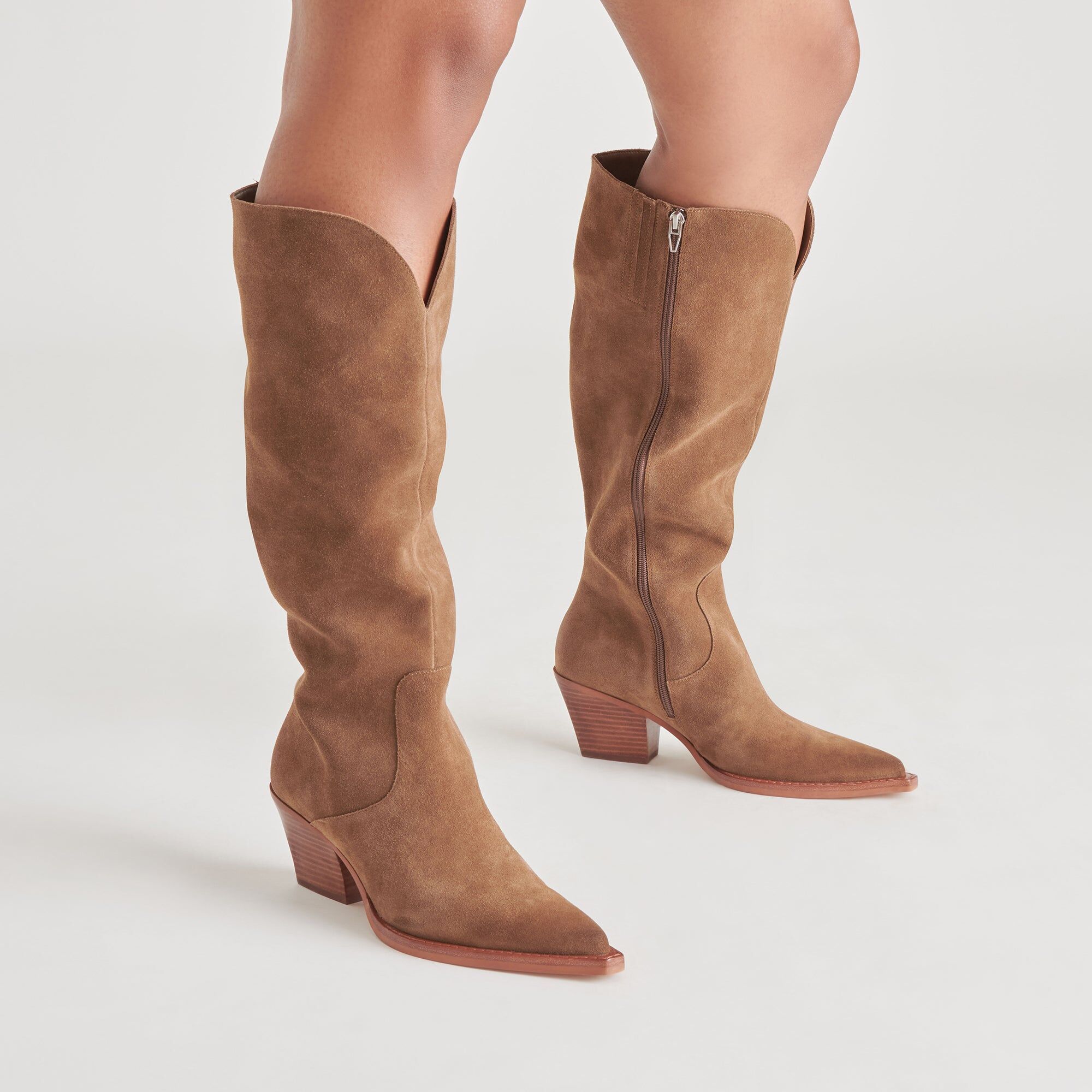 raj wide calf boots brown suede 2