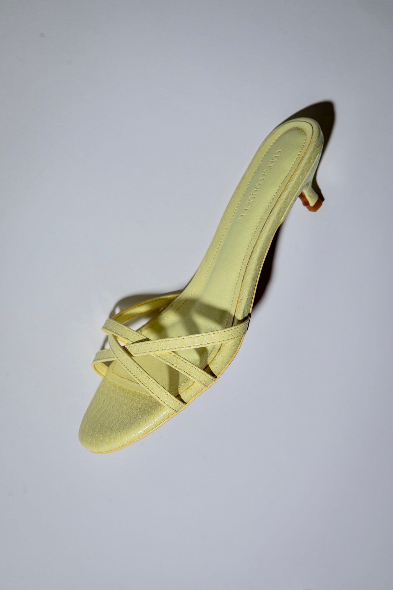 romy butter yellow reptile strappy kitten mules 40 mm 1