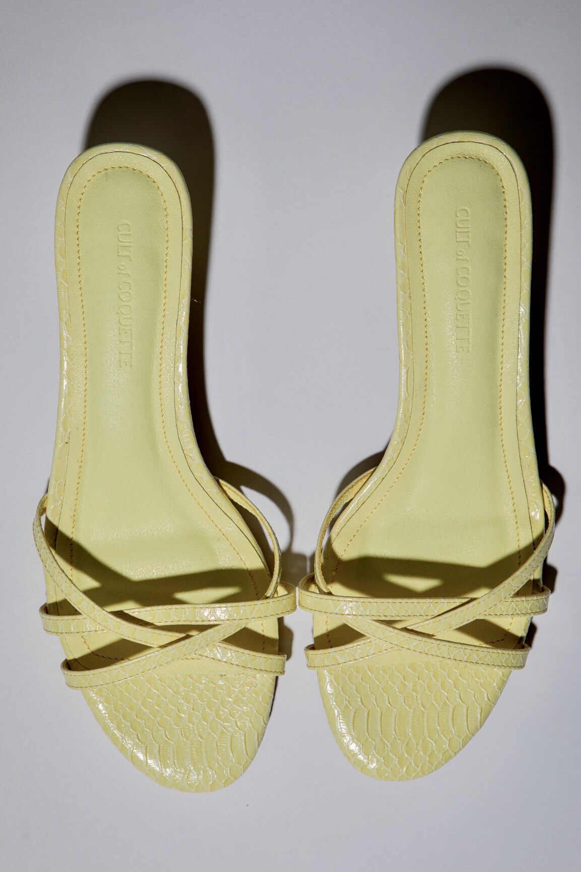 romy butter yellow reptile strappy kitten mules 40 mm 2