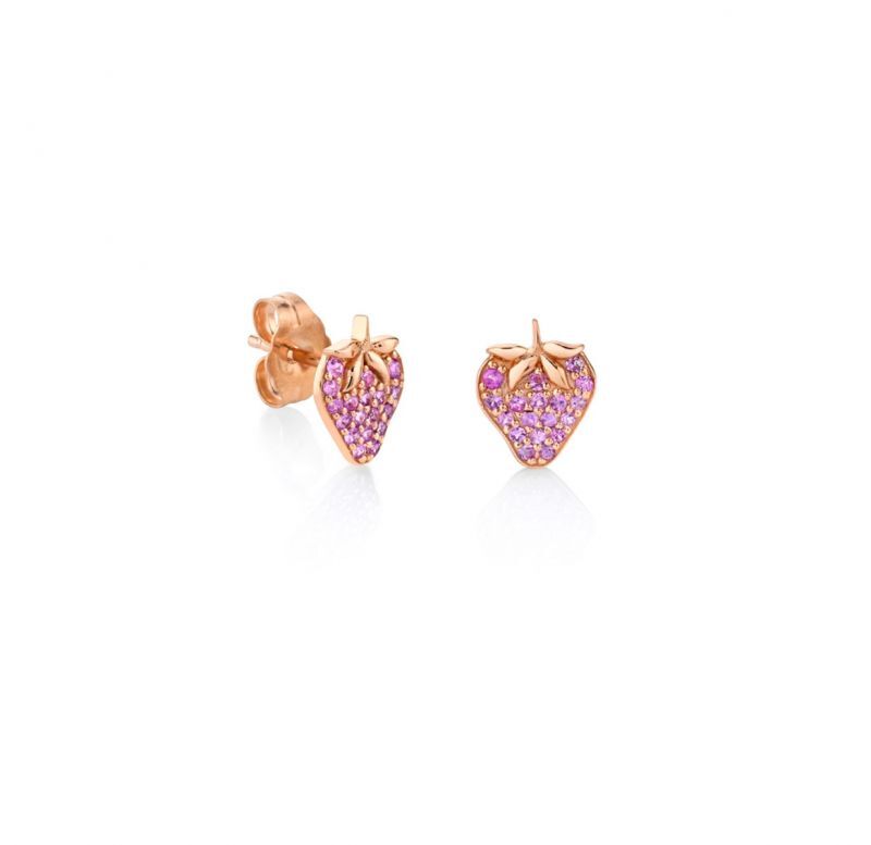 rose gold pink sapphire strawberry stud 1