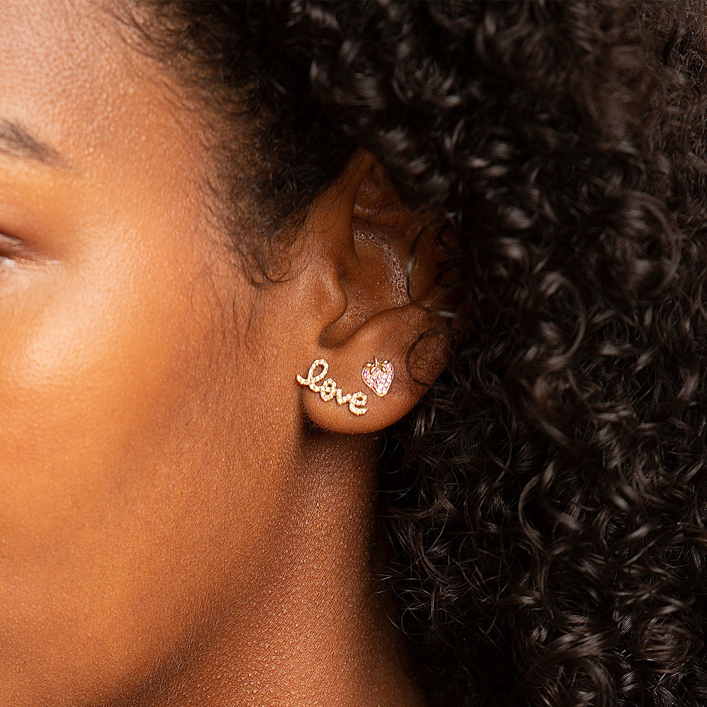 rose gold pink sapphire strawberry stud 2