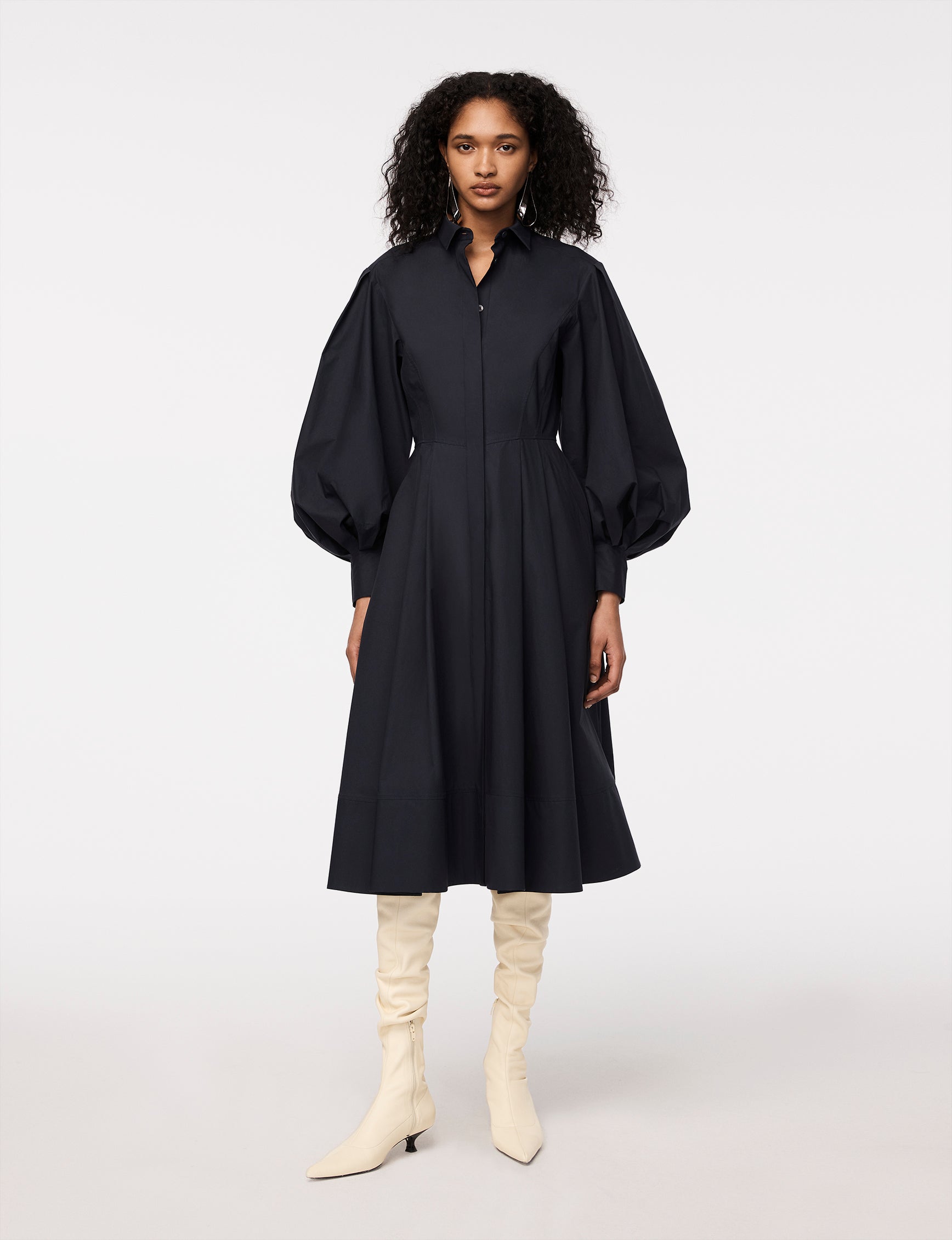 seamed waist shirt dress midnight 2