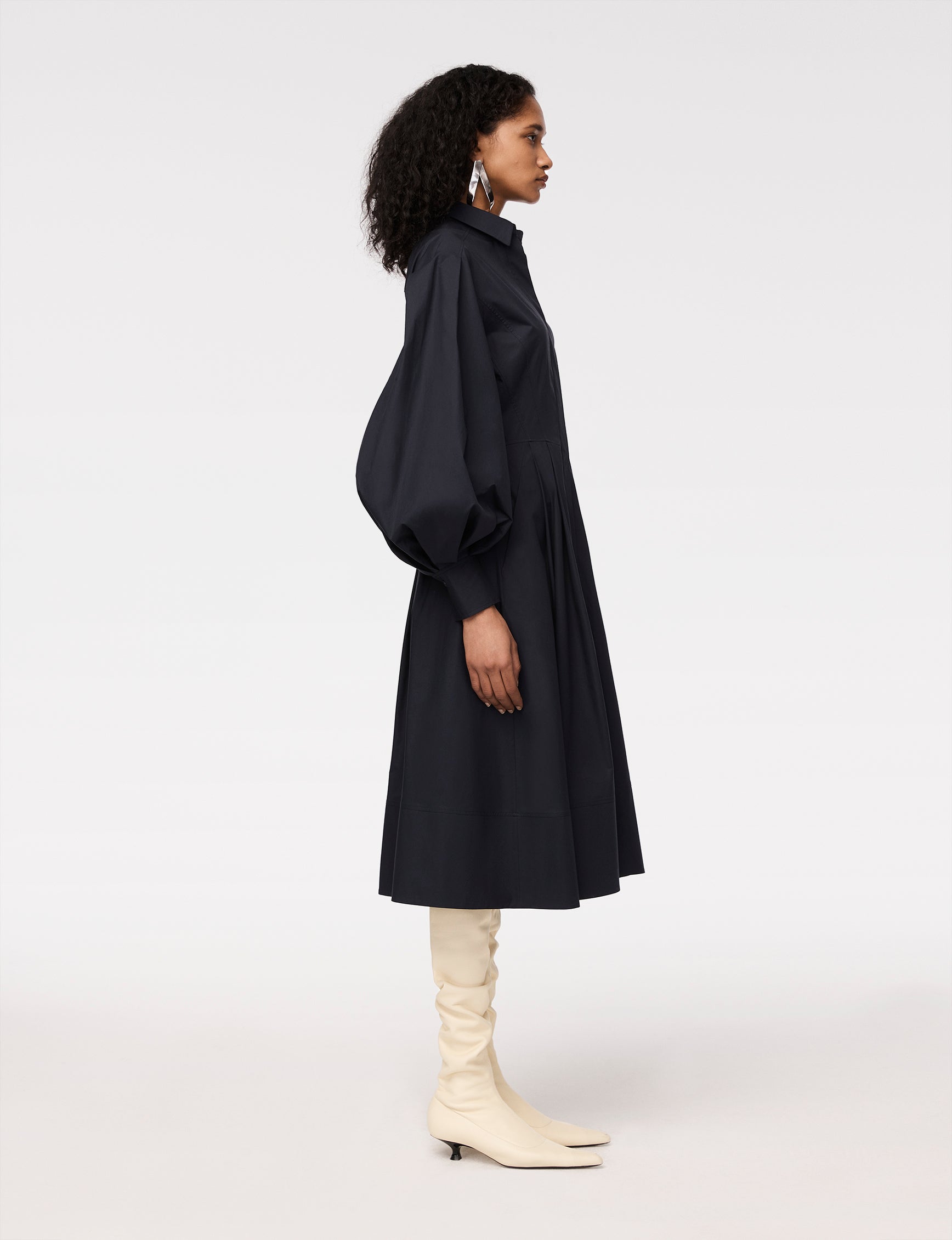 seamed waist shirt dress midnight 3
