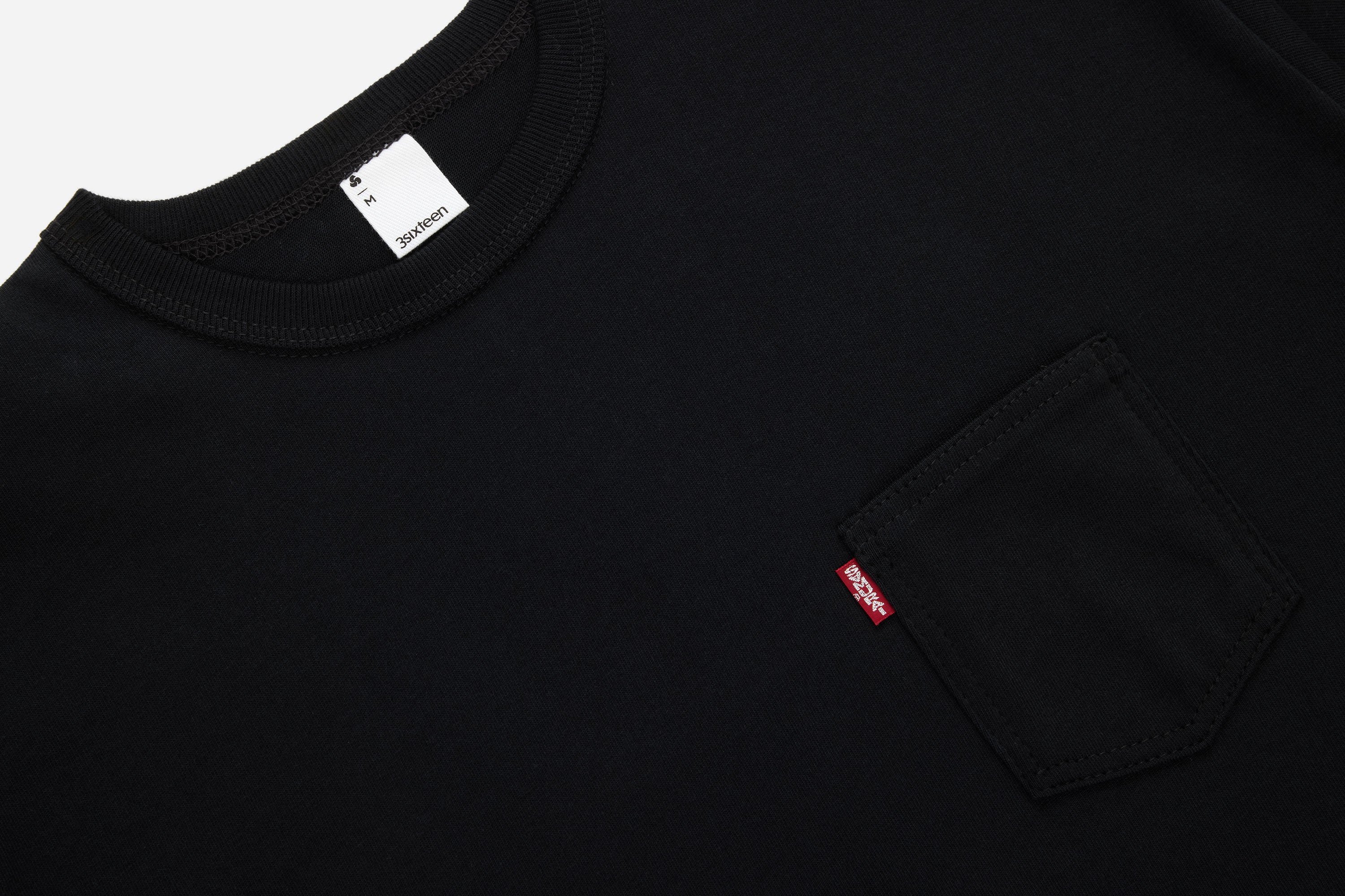 self edge x samurai x 3sixteen the redliners pocket t shirt black 3