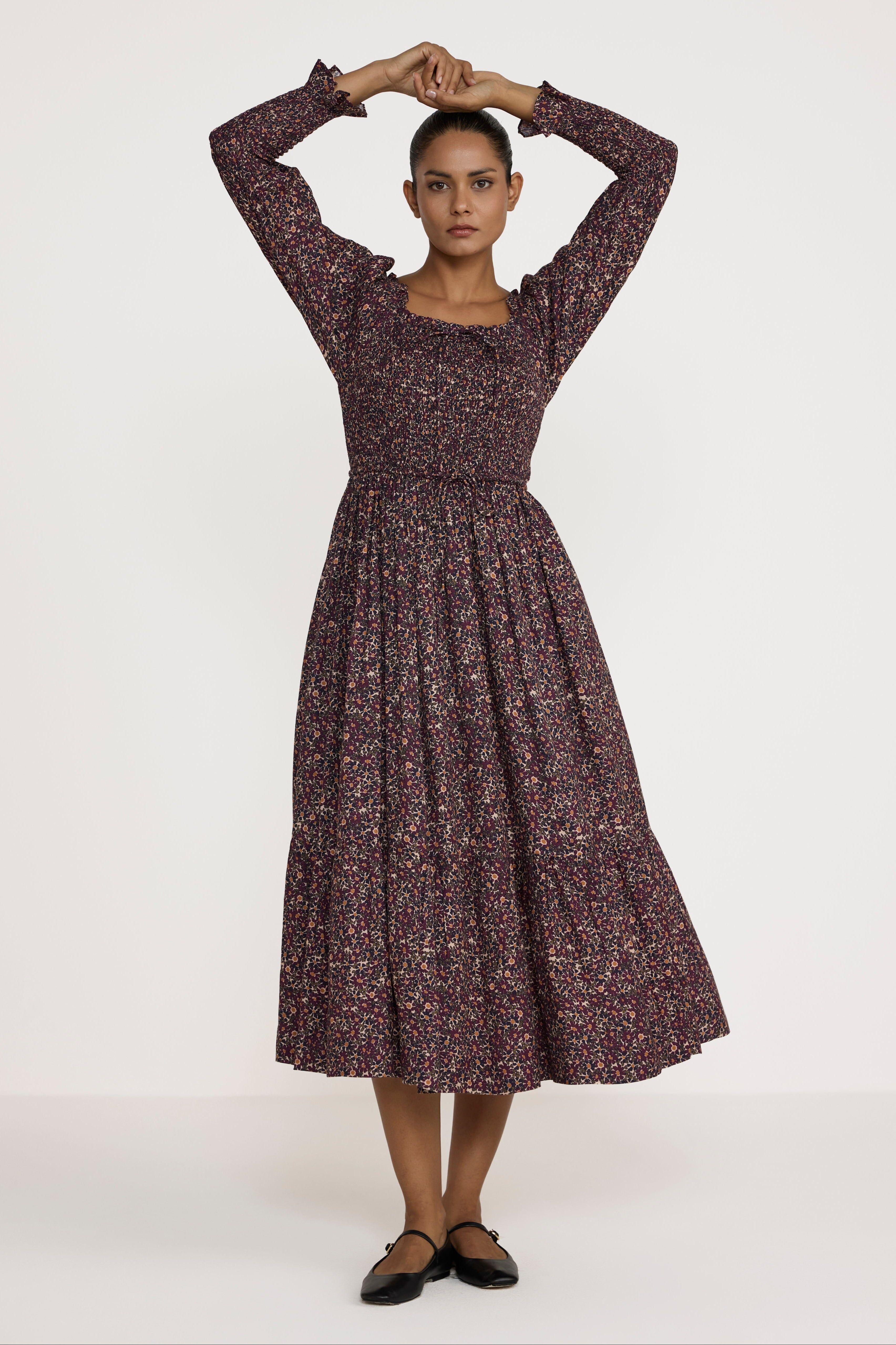 shirred bodice dress floral 2