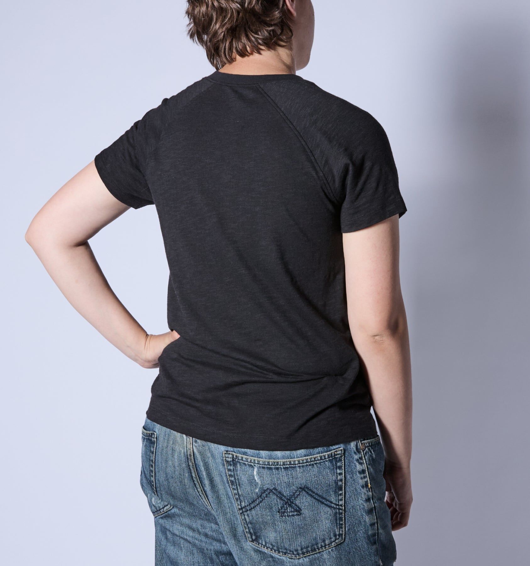 short sleeve jersey slub v neck tee black 2
