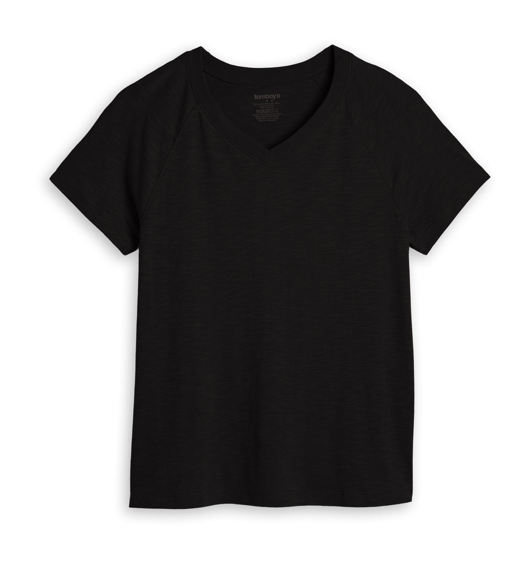 short sleeve jersey slub v neck tee black 3