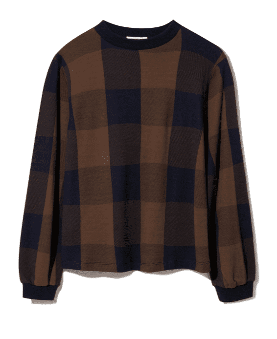sierra cay knitted check top in walnut and night sky check 3