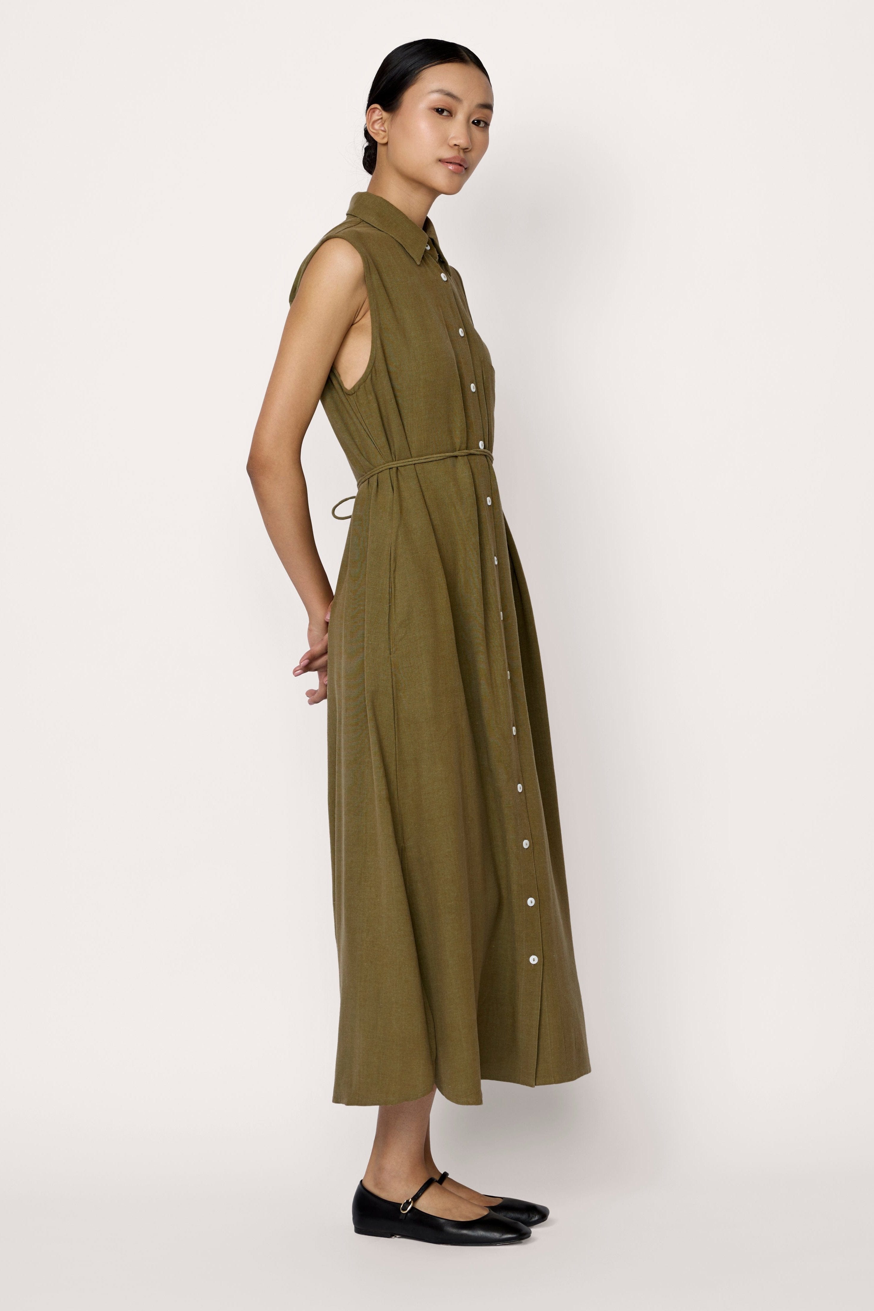 sleeveless shirt dress olive branch 2