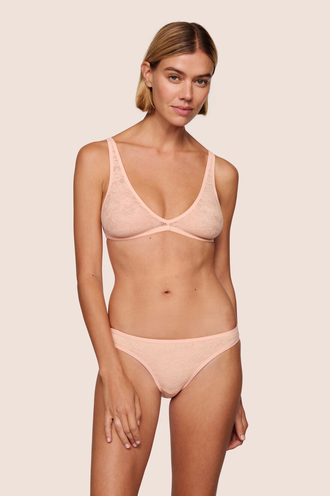 soft stretch recycled lace plunge bralette 2