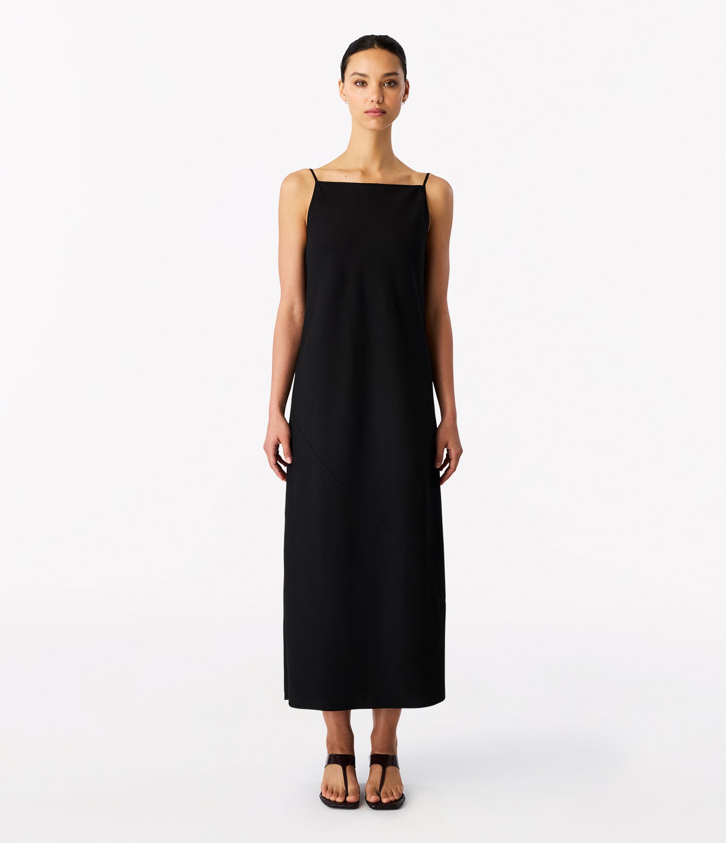 square neck slip dress black 1