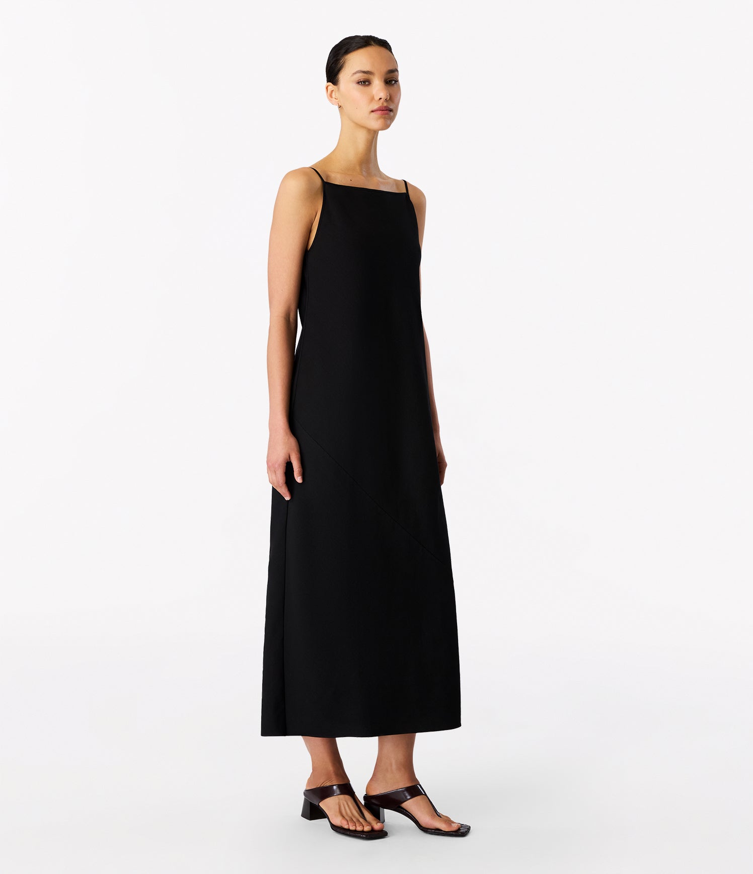square neck slip dress black 2