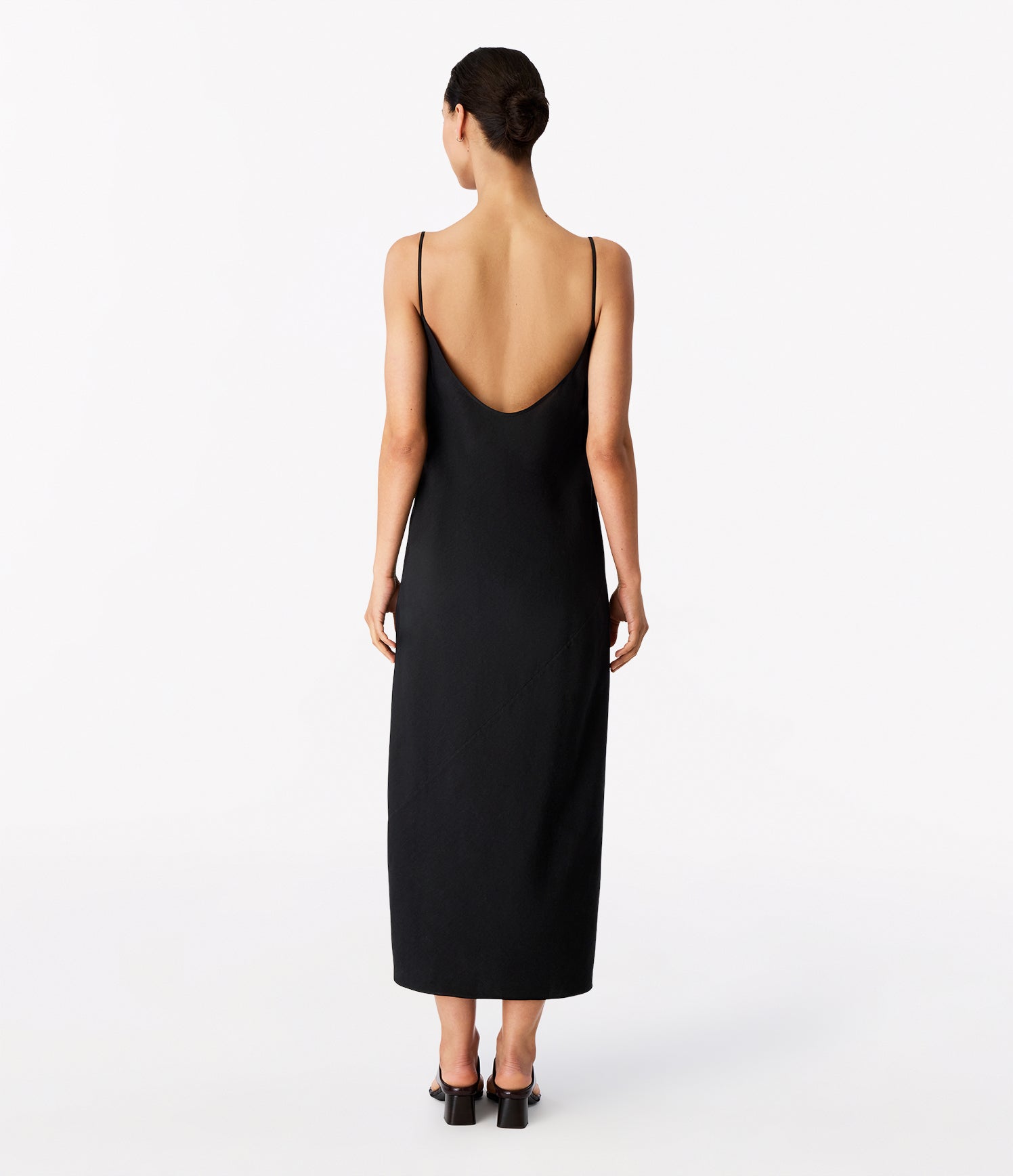 square neck slip dress black 3