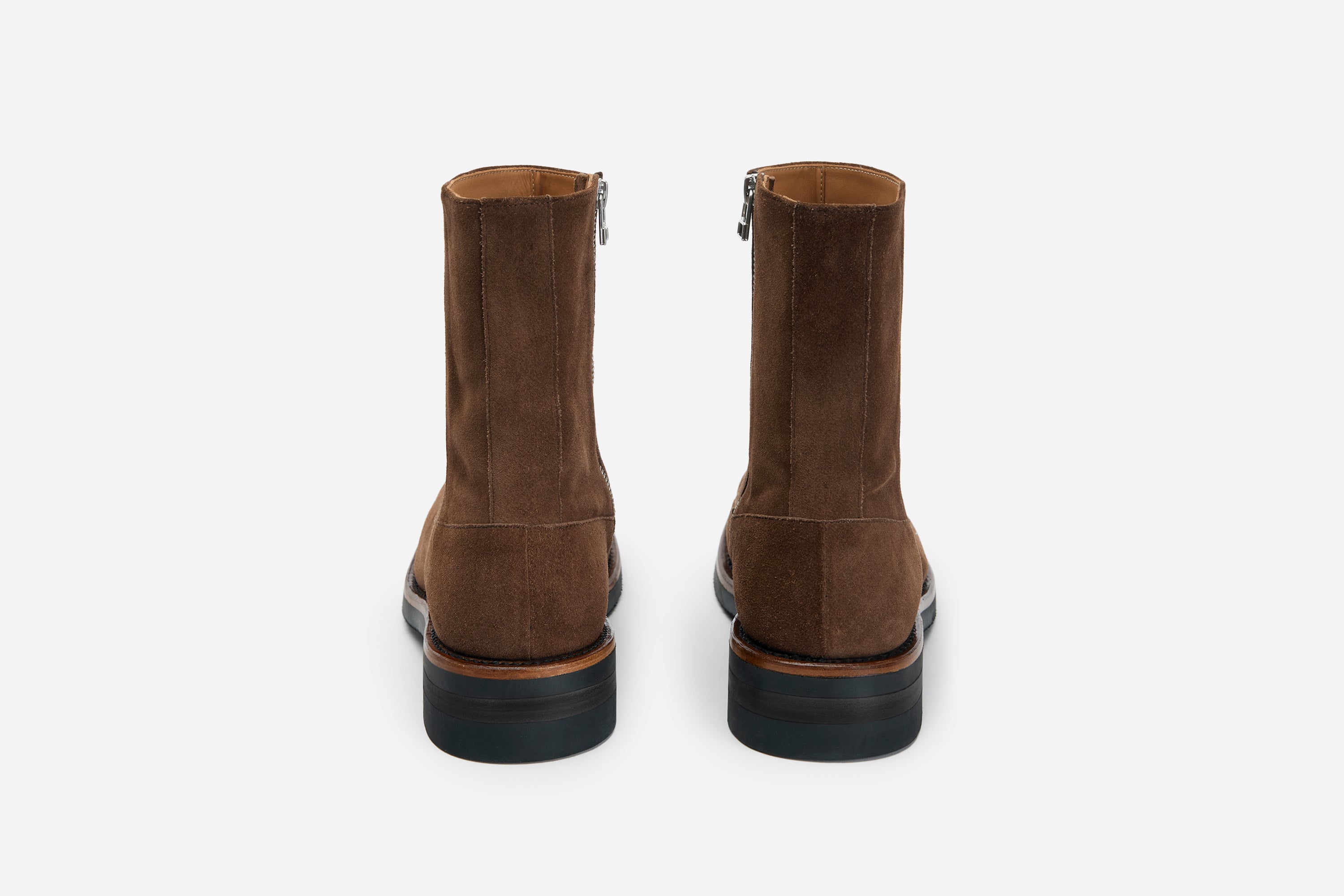 square toe side zip boot mushroom suede 3