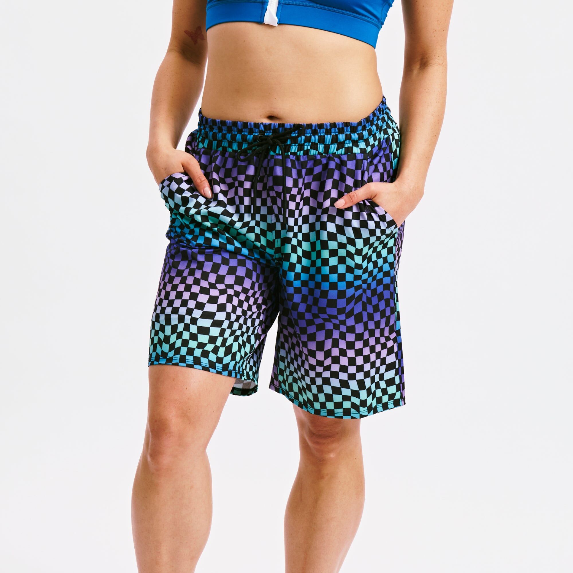 swim 9 lined board shorts checker chaos 1