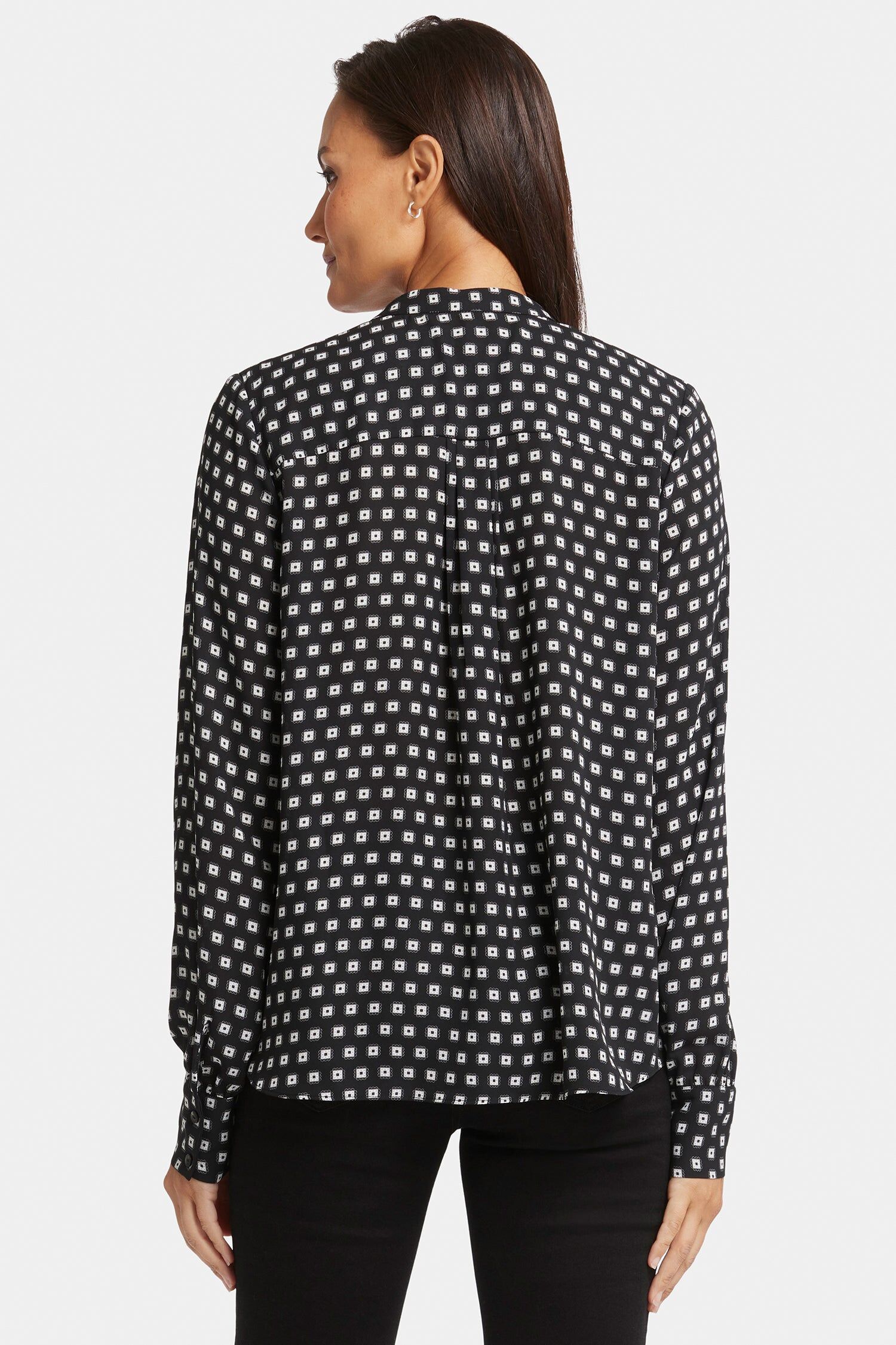 tie neck blouse pearl medallion 3