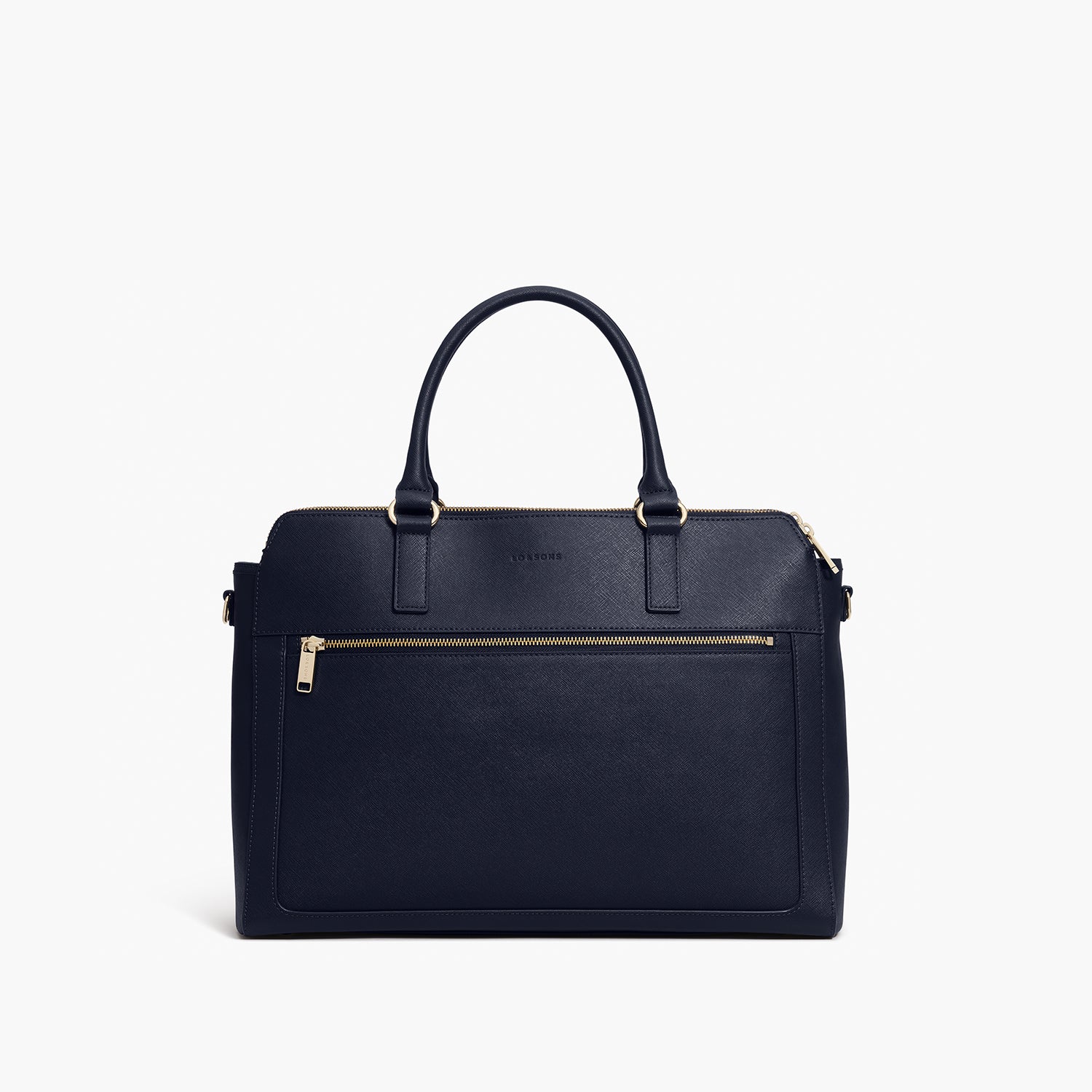 trinity recycled saffiano leather deep navy gold camel 1