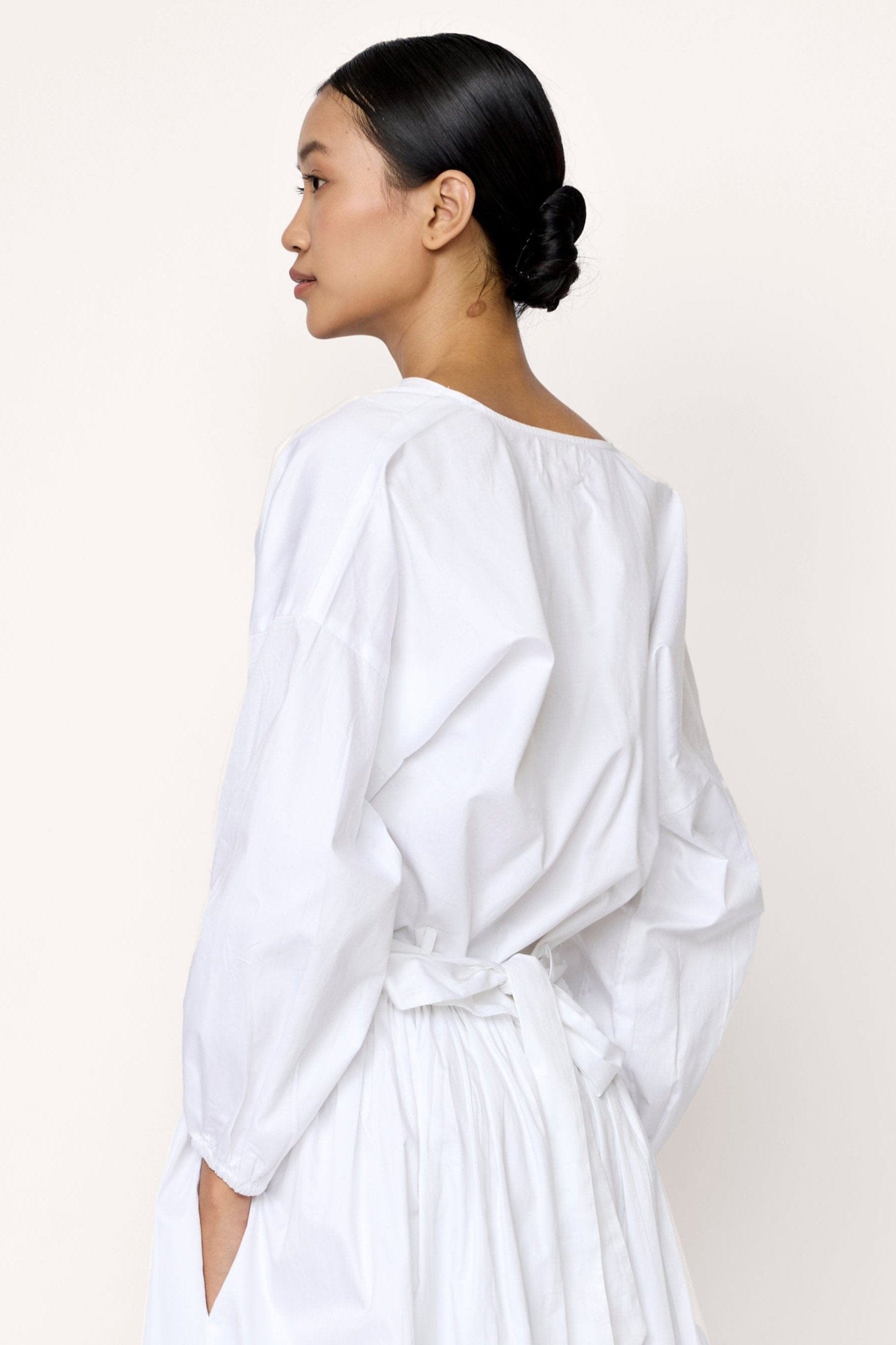 v neck wrap blouse white 3