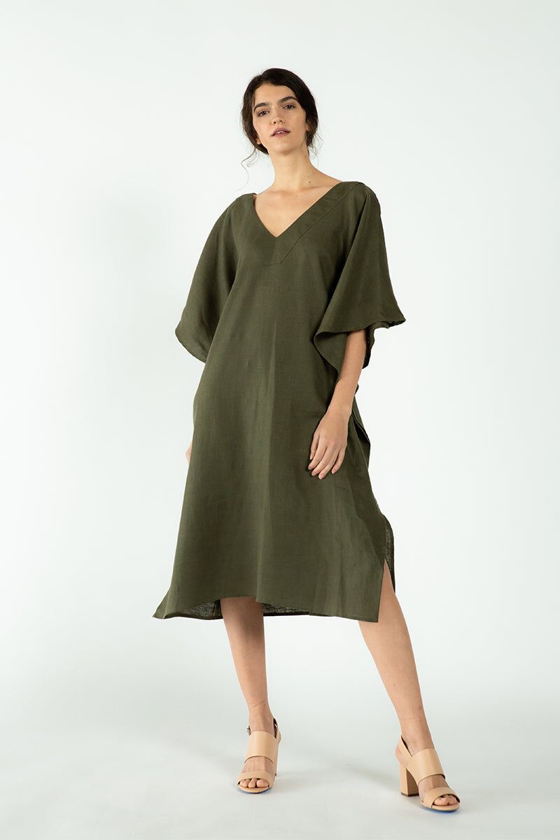 vneck formentera kaftan olive 1