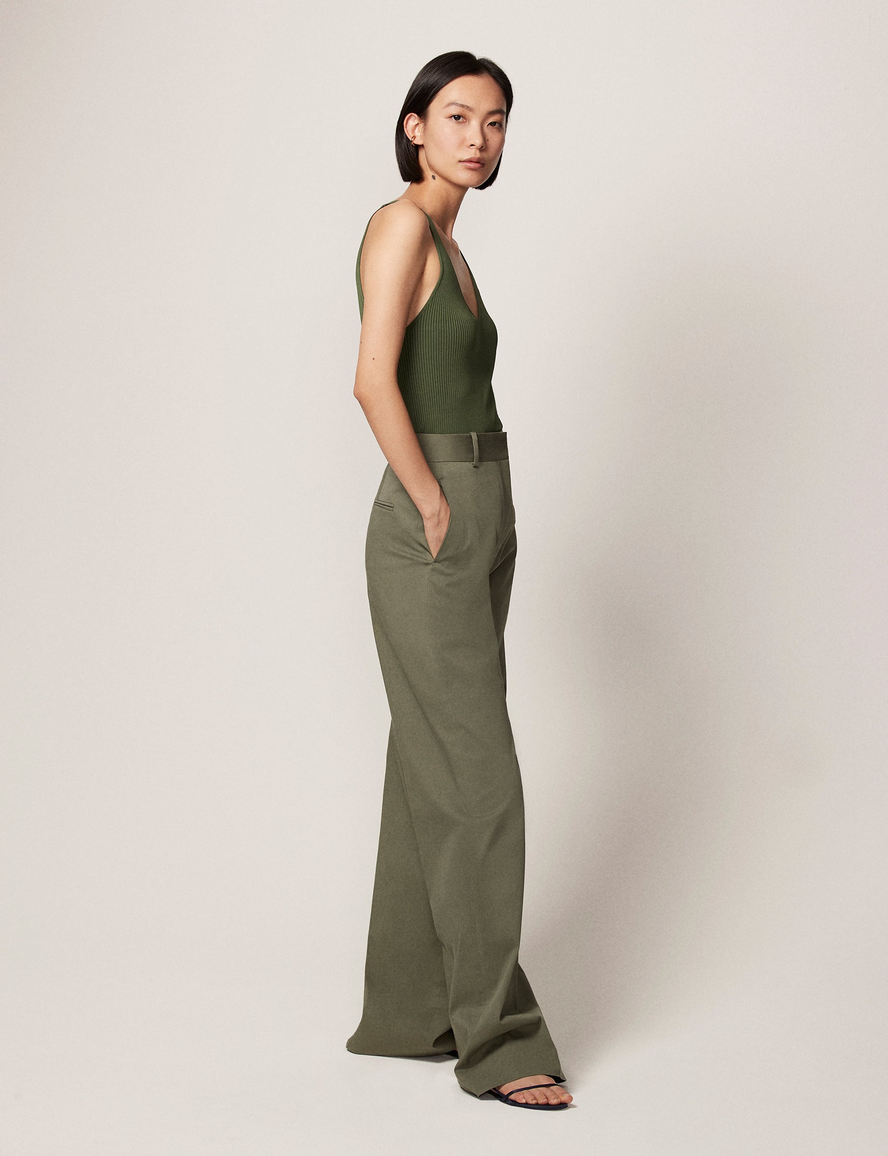 wide leg pant resale olive green 3