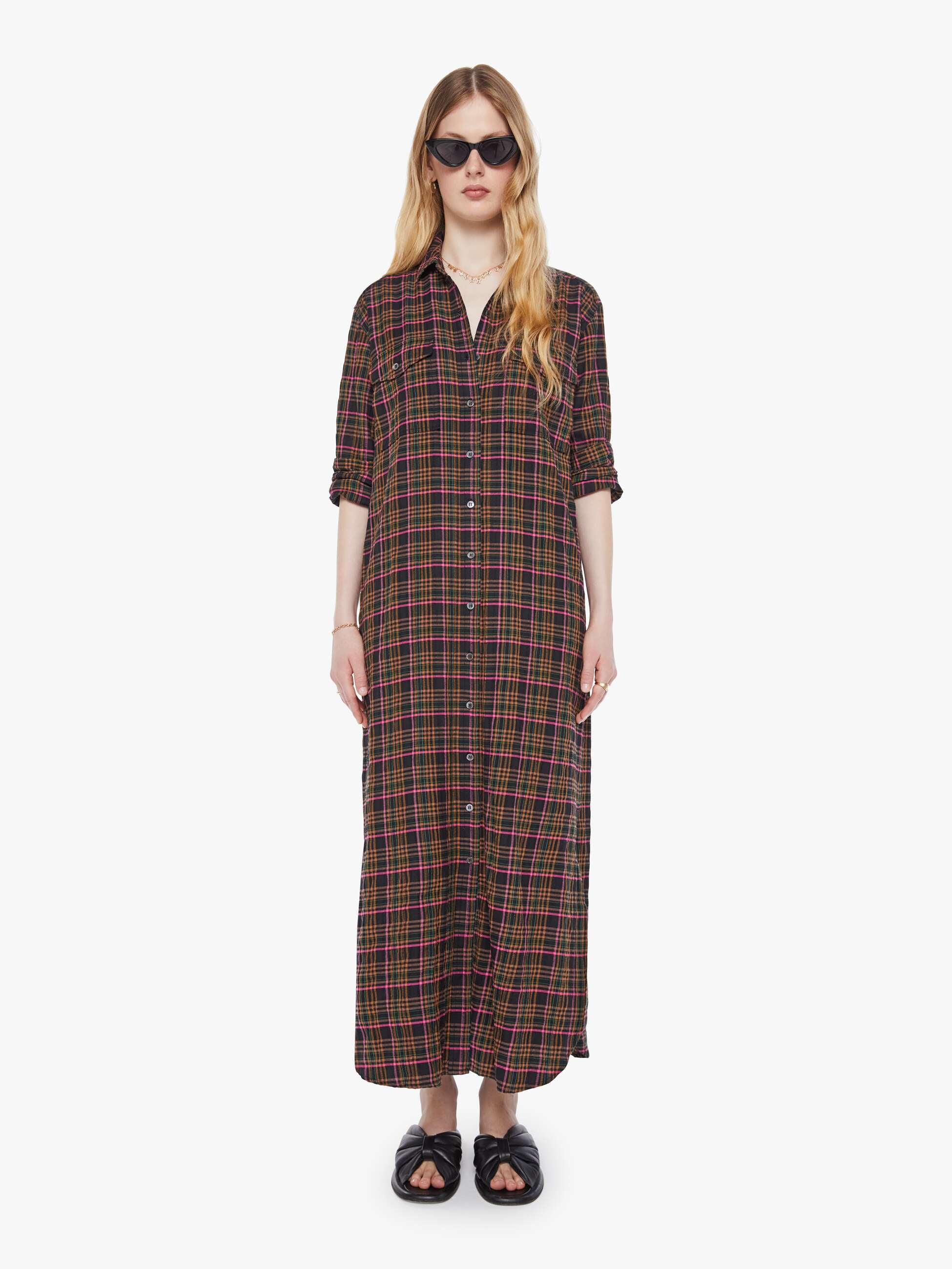 xirena natalie dress espresso plaid 1