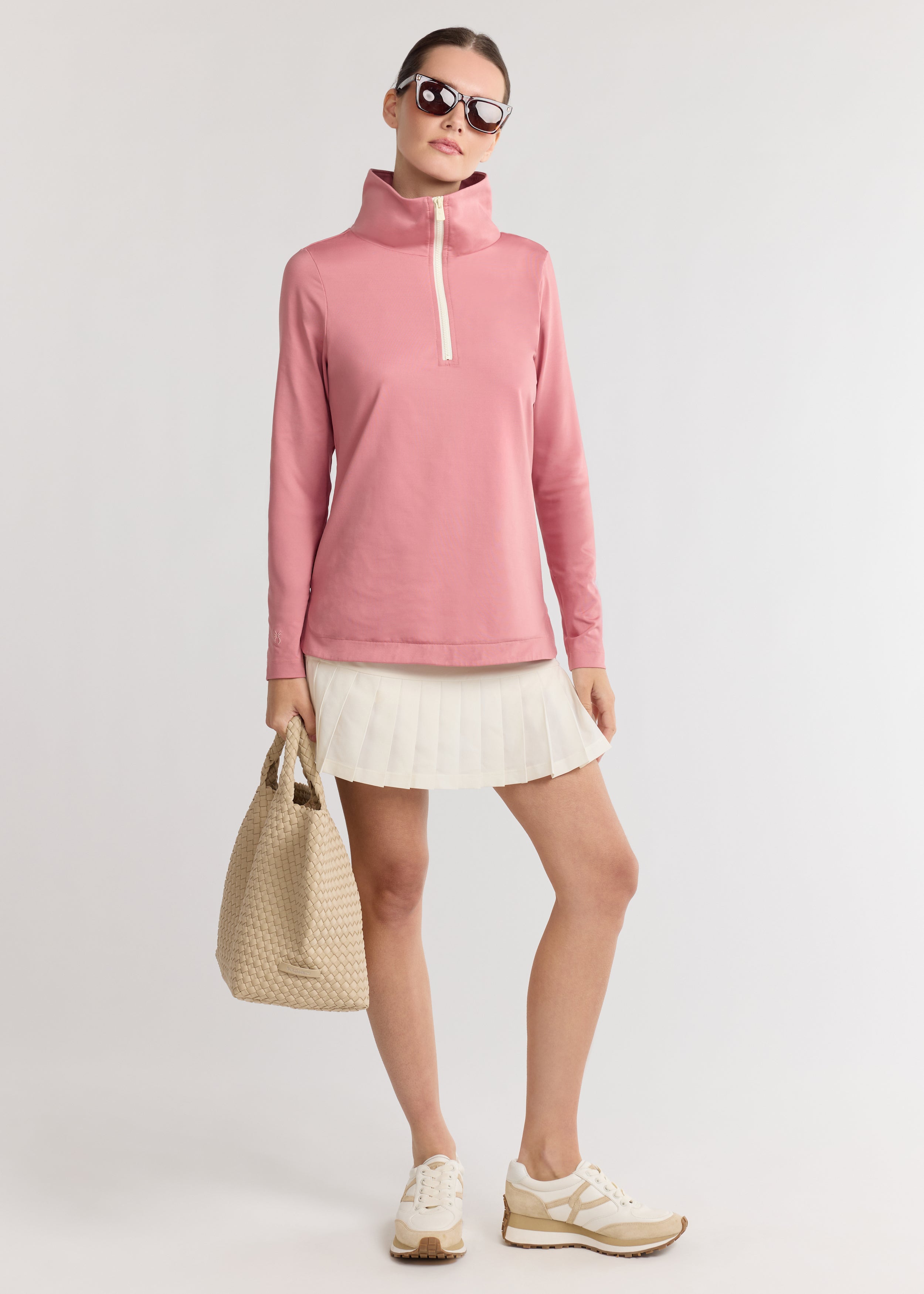 alpine pullover in repreve stretch dusty rose 2