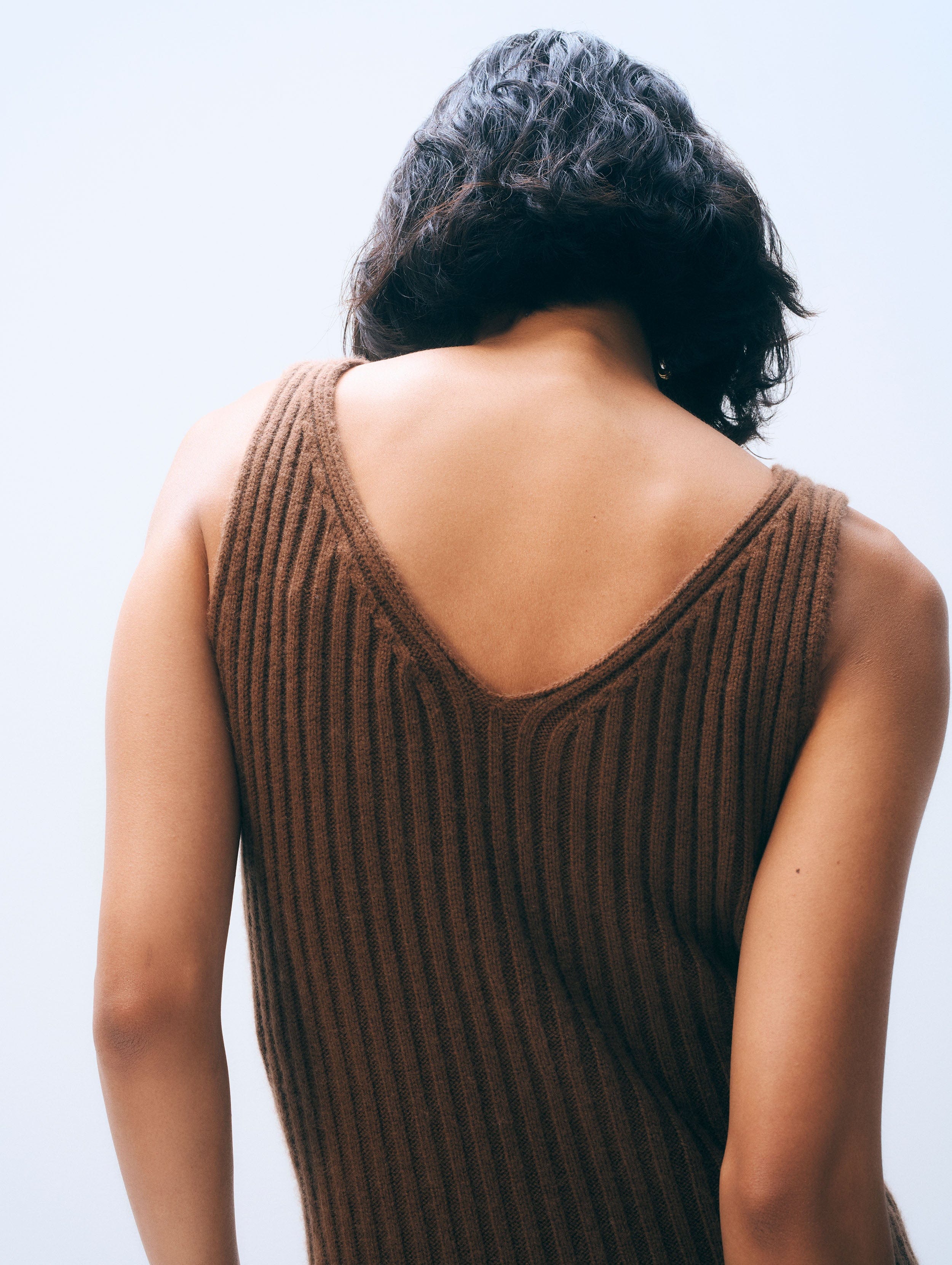 cashmere blend ribbed midi dress umber 2