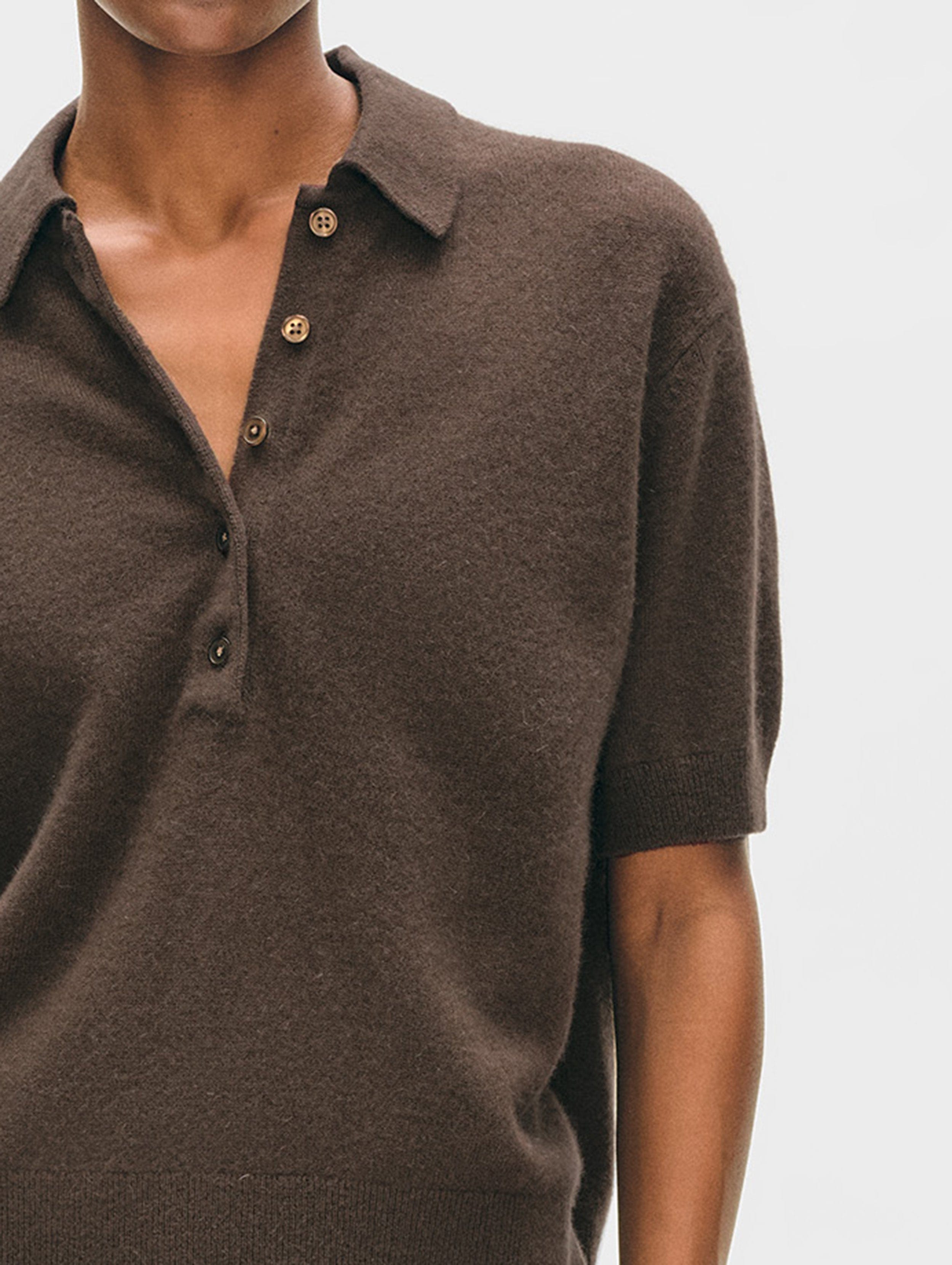 cashmere button polo deep moss 2