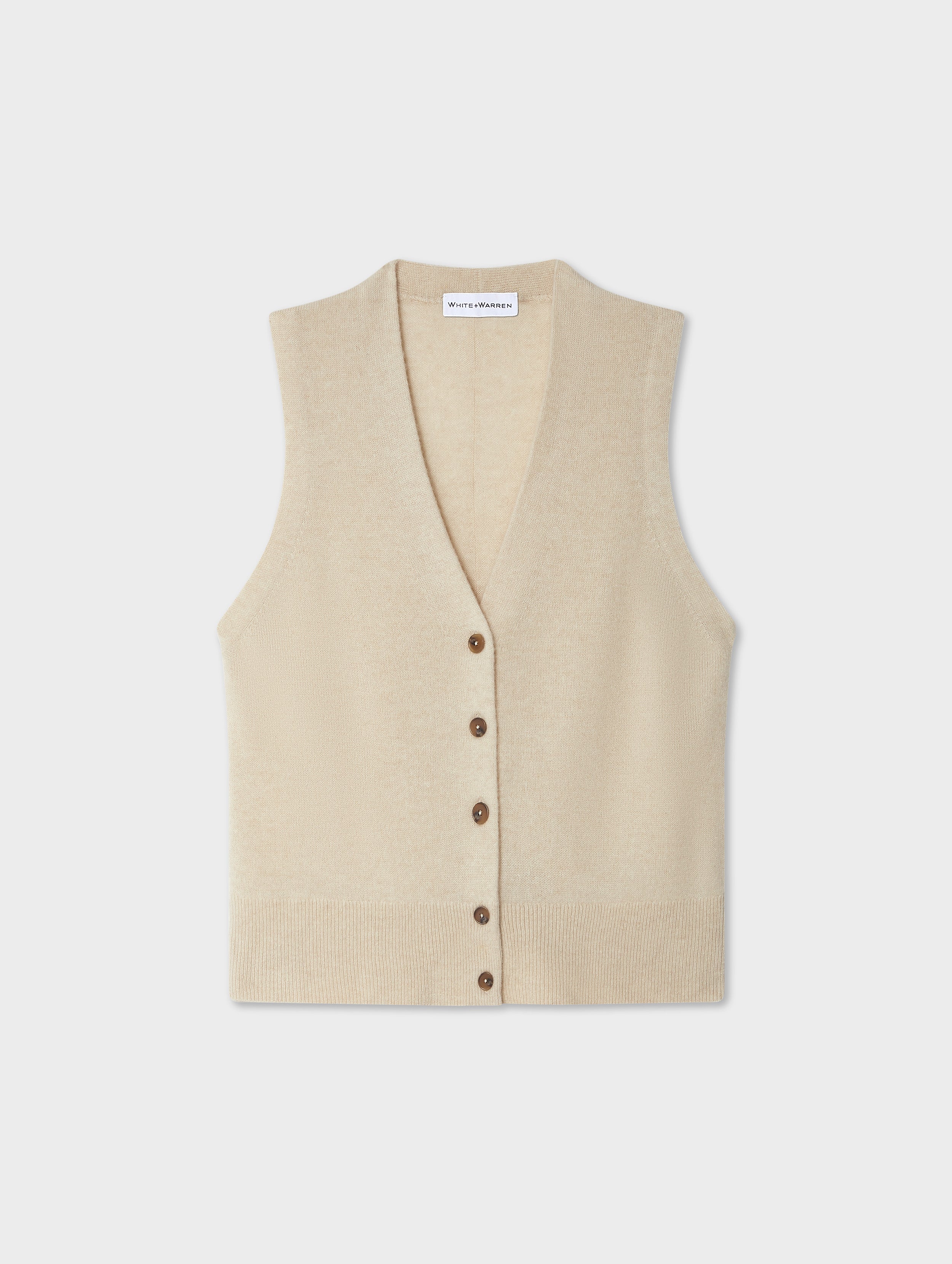 cashmere button vest natural heather 1